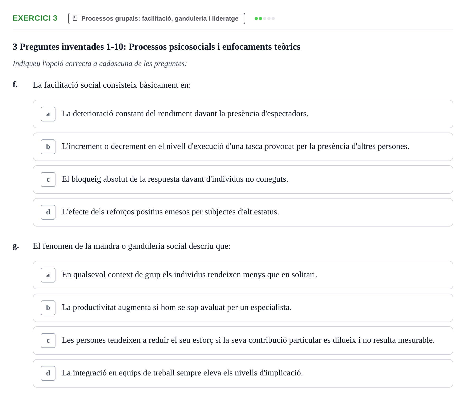 Enunciado: 3 - Processos grupals