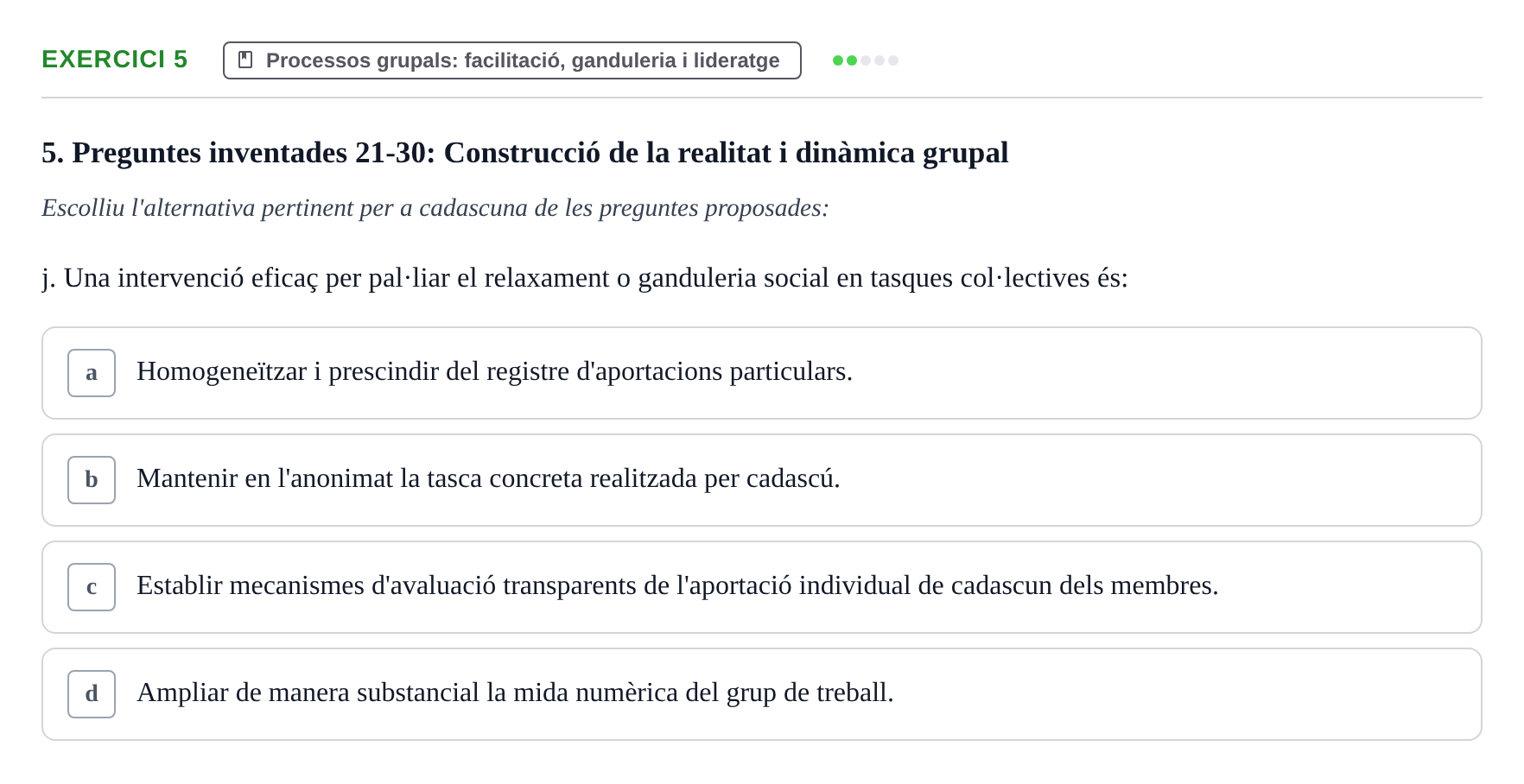 Enunciado: 5 - Processos grupals