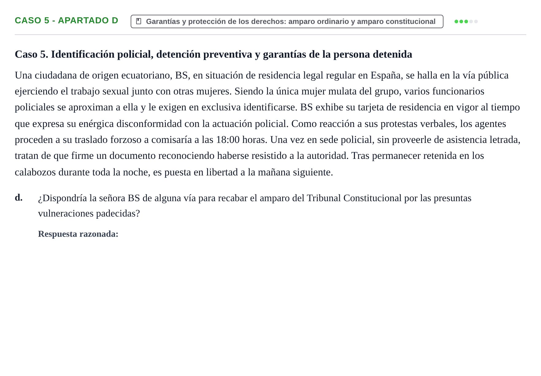 Enunciado: Caso 5 - Apartado d