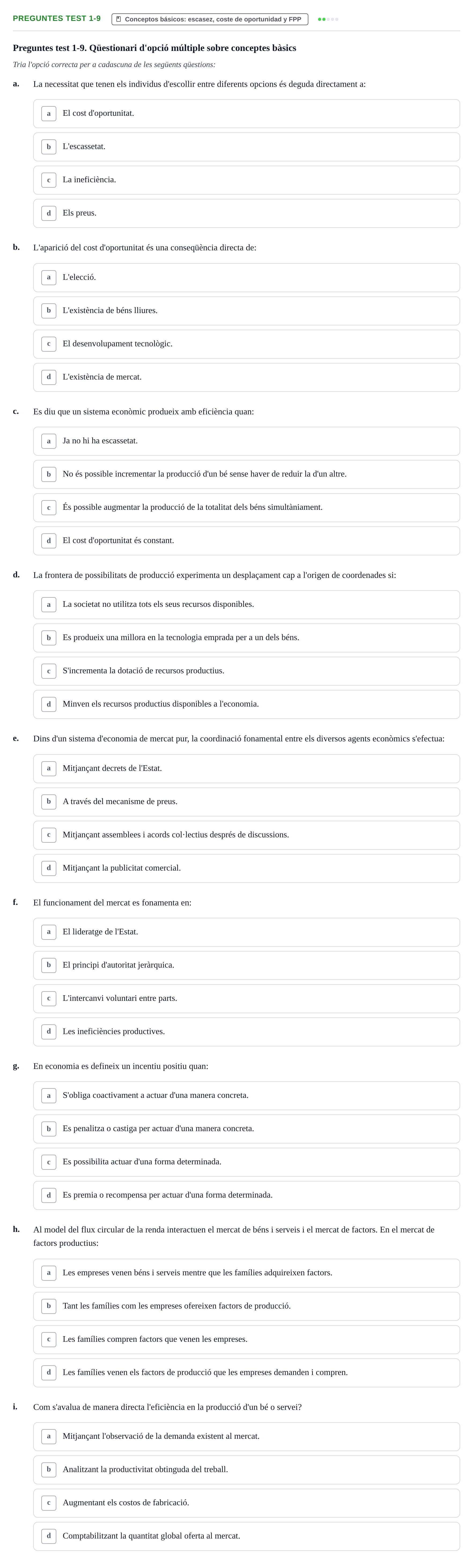 Enunciado: Preguntes test 1-9
