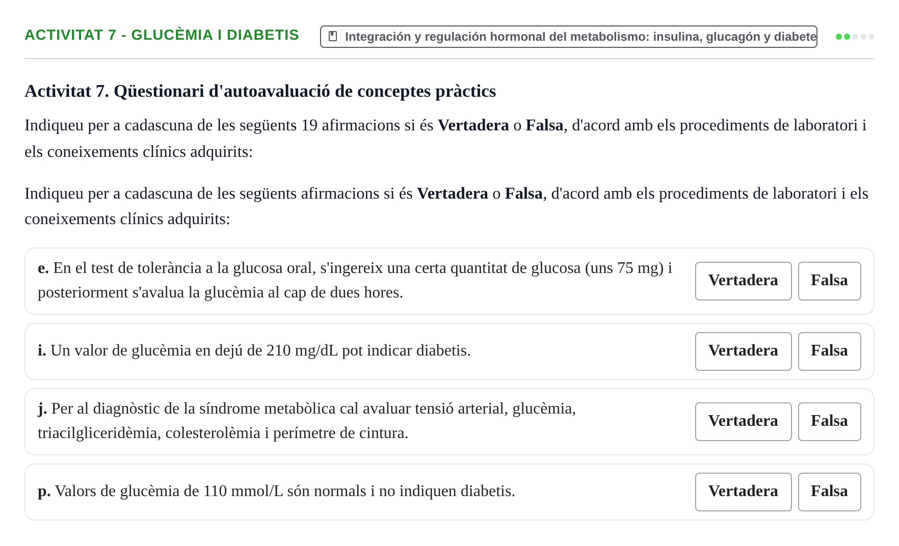 Enunciado: Activitat 7 - Glucèmia i diabetis