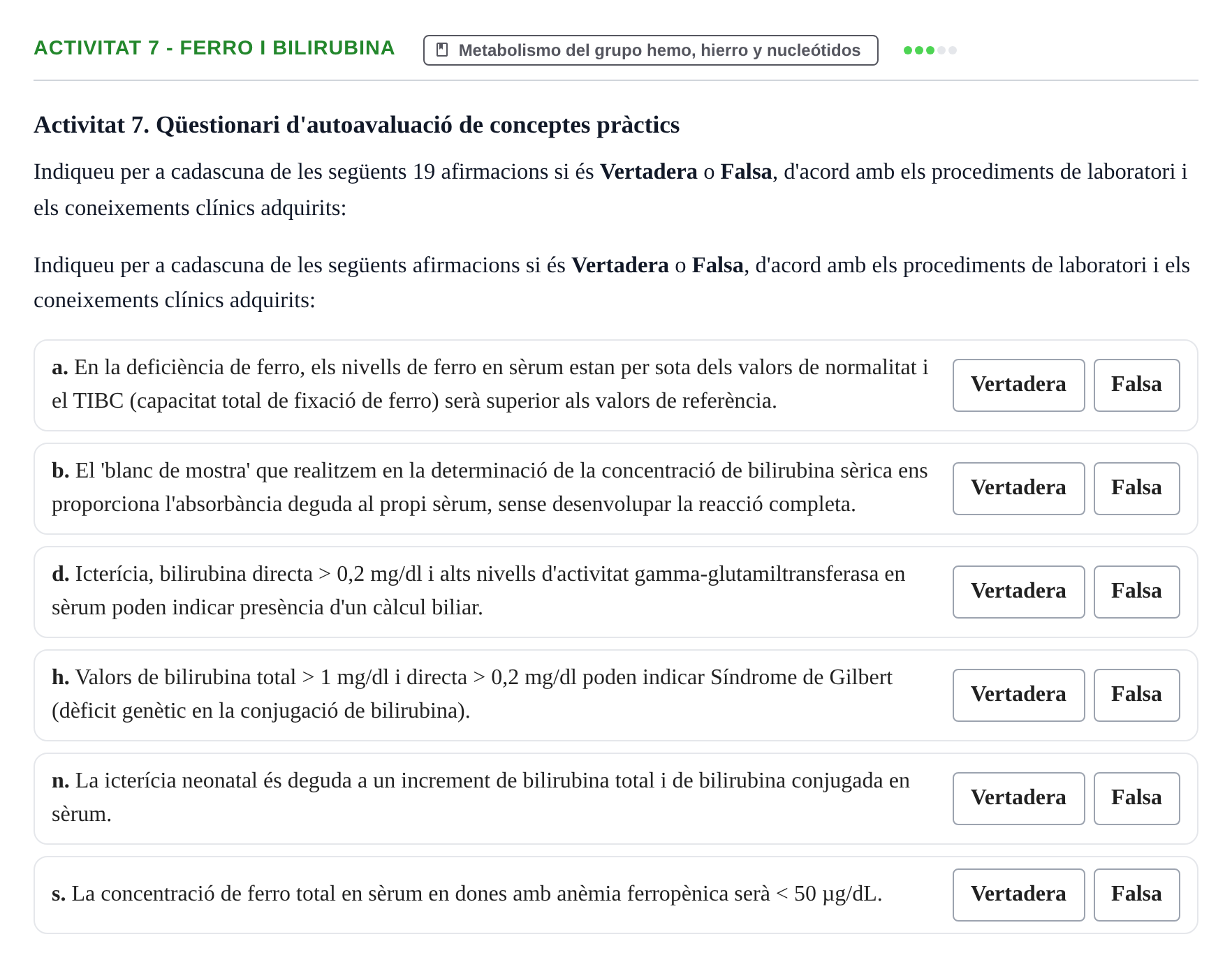 Enunciado: Activitat 7 - Ferro i bilirubina