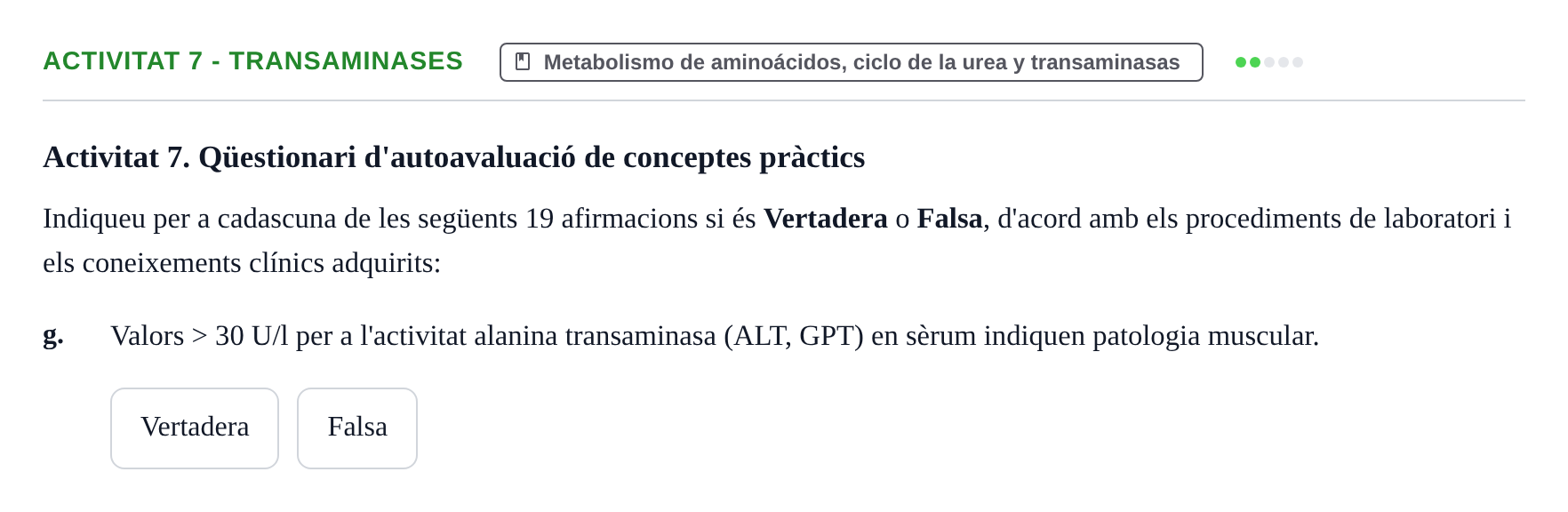 Enunciado: Activitat 7 - Transaminases