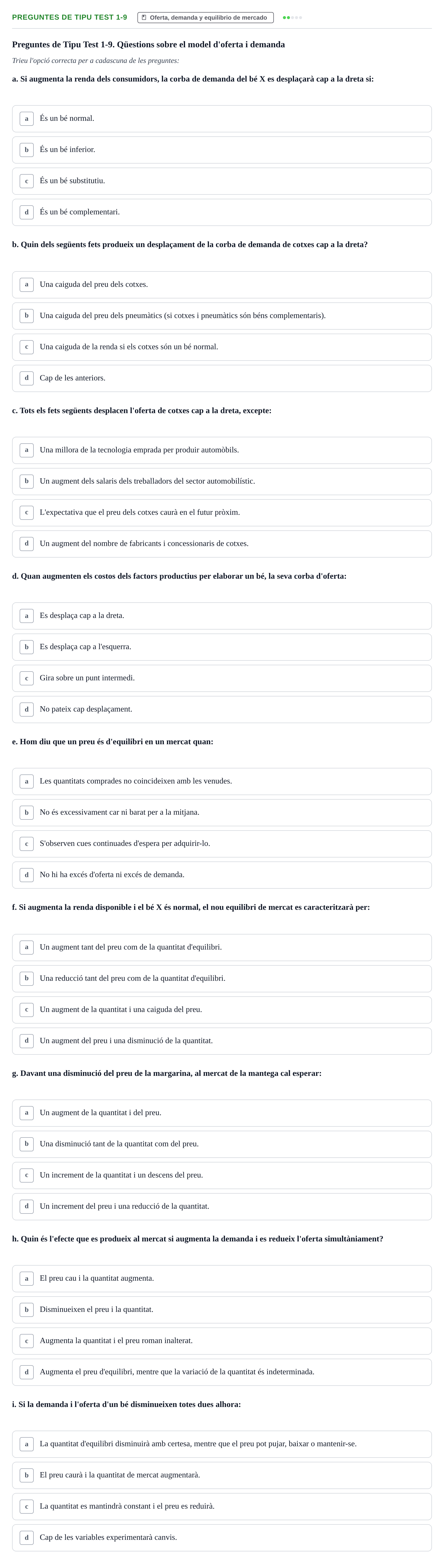 Enunciado: Preguntes de Tipu Test 1-9