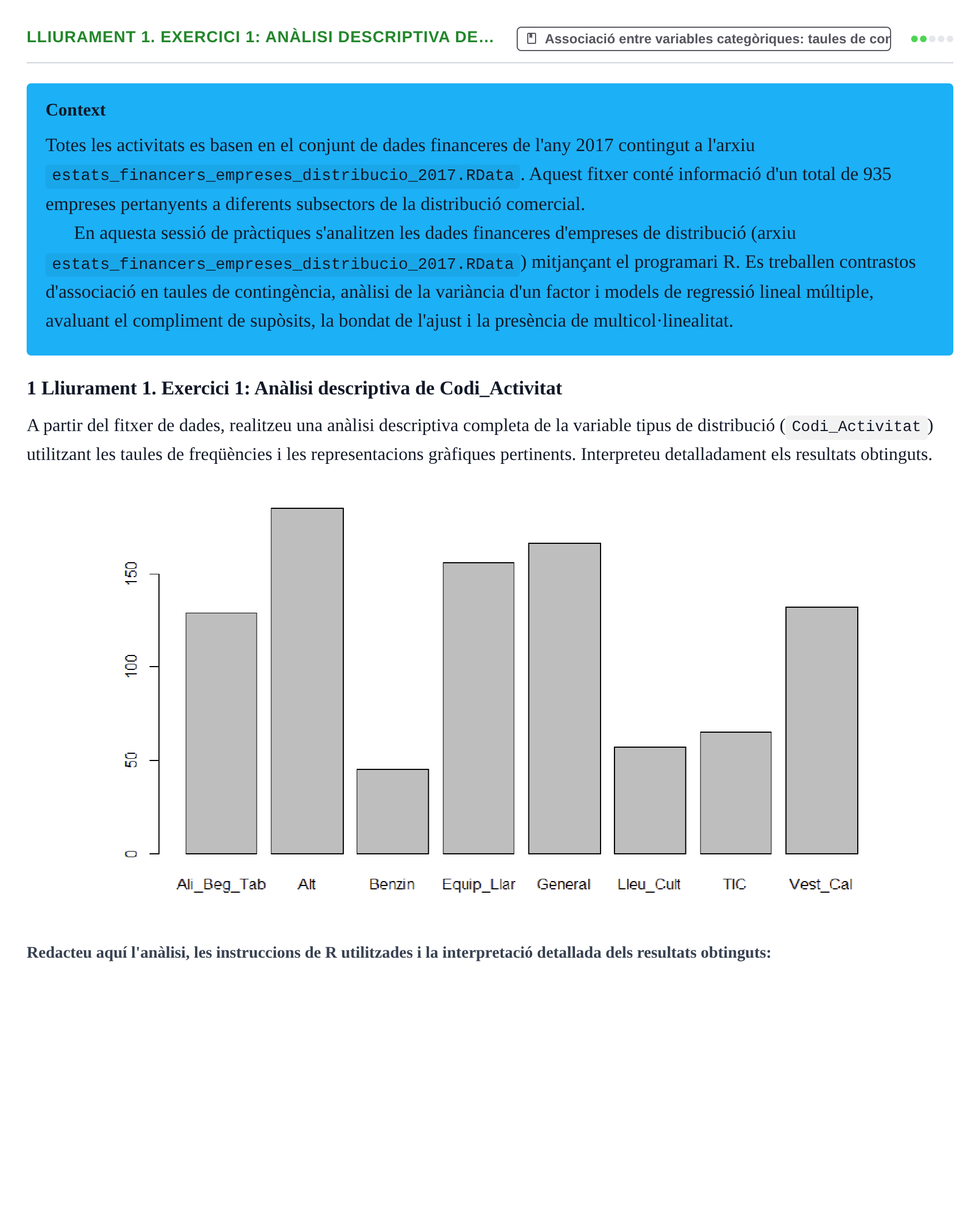 Enunciado: Lliurament 1. Exercici 1: Anàlisi descriptiva de…