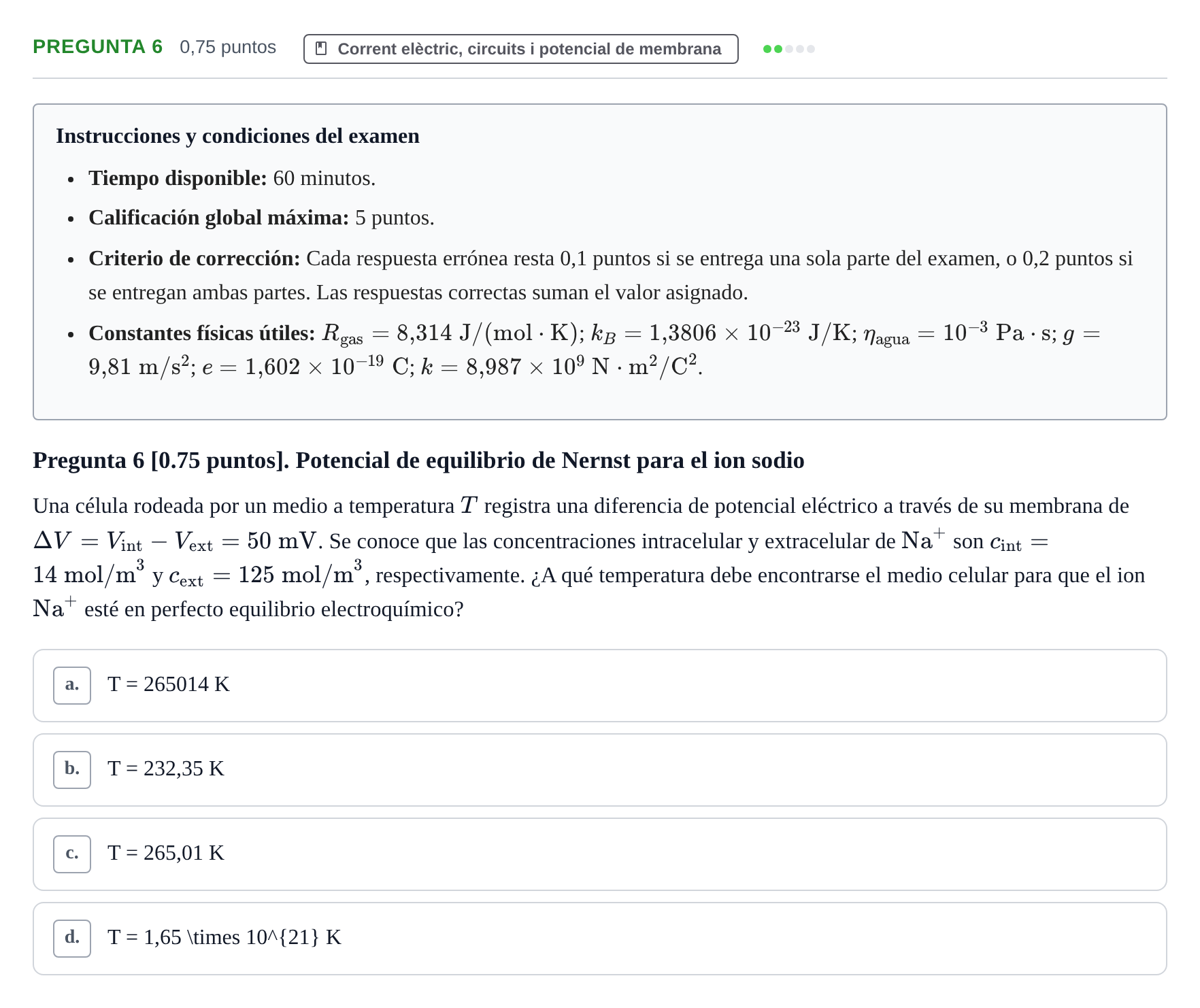 Enunciado: Pregunta 6 · Física UAB 2023