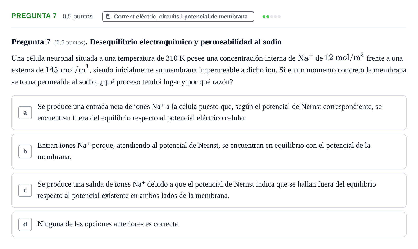 Enunciado: Pregunta 7 · Física UAB 2023