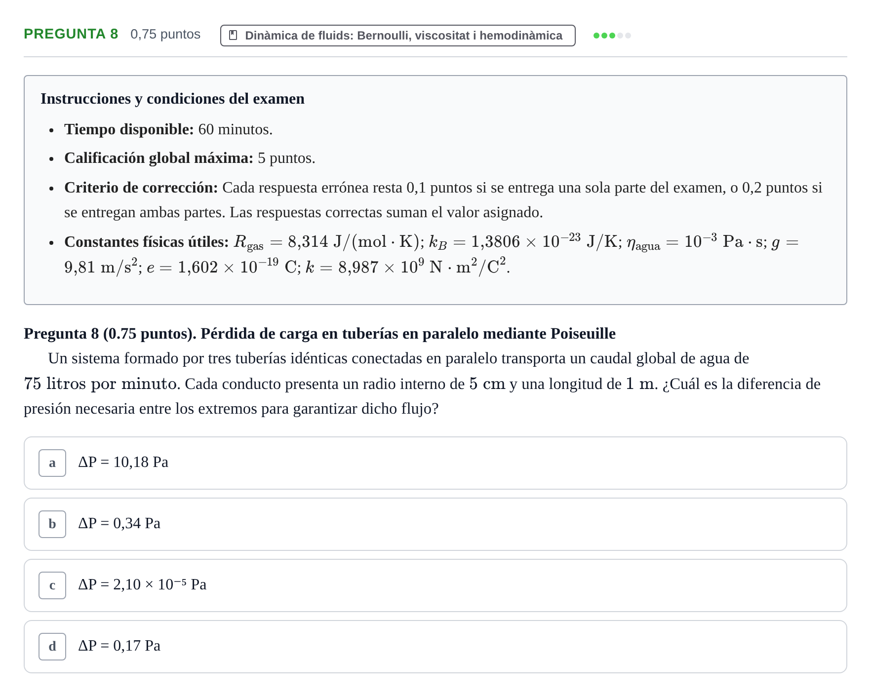 Enunciado: Pregunta 8 · Física UAB 2023