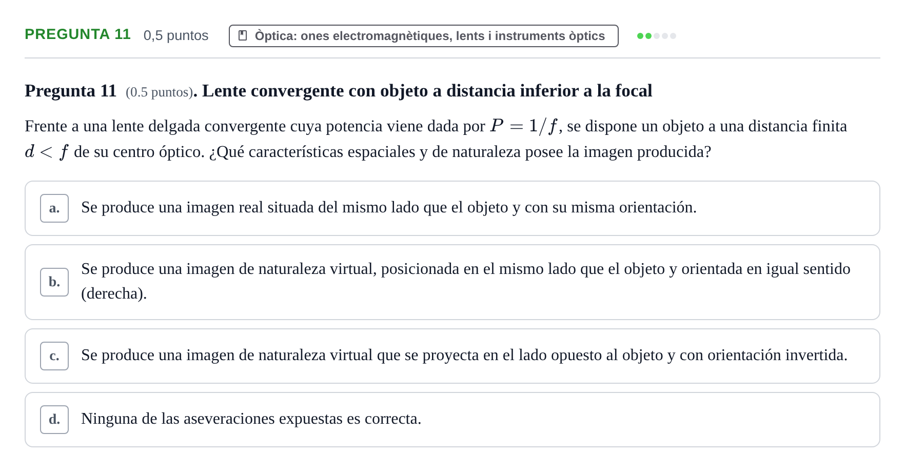 Enunciado: Pregunta 11 · Física UAB Juny 2023