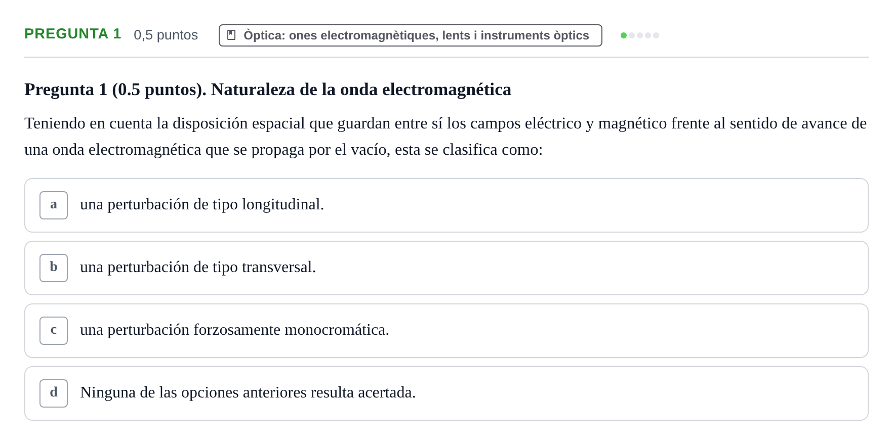Enunciado: Pregunta 1 · Física UAB Juny 2023