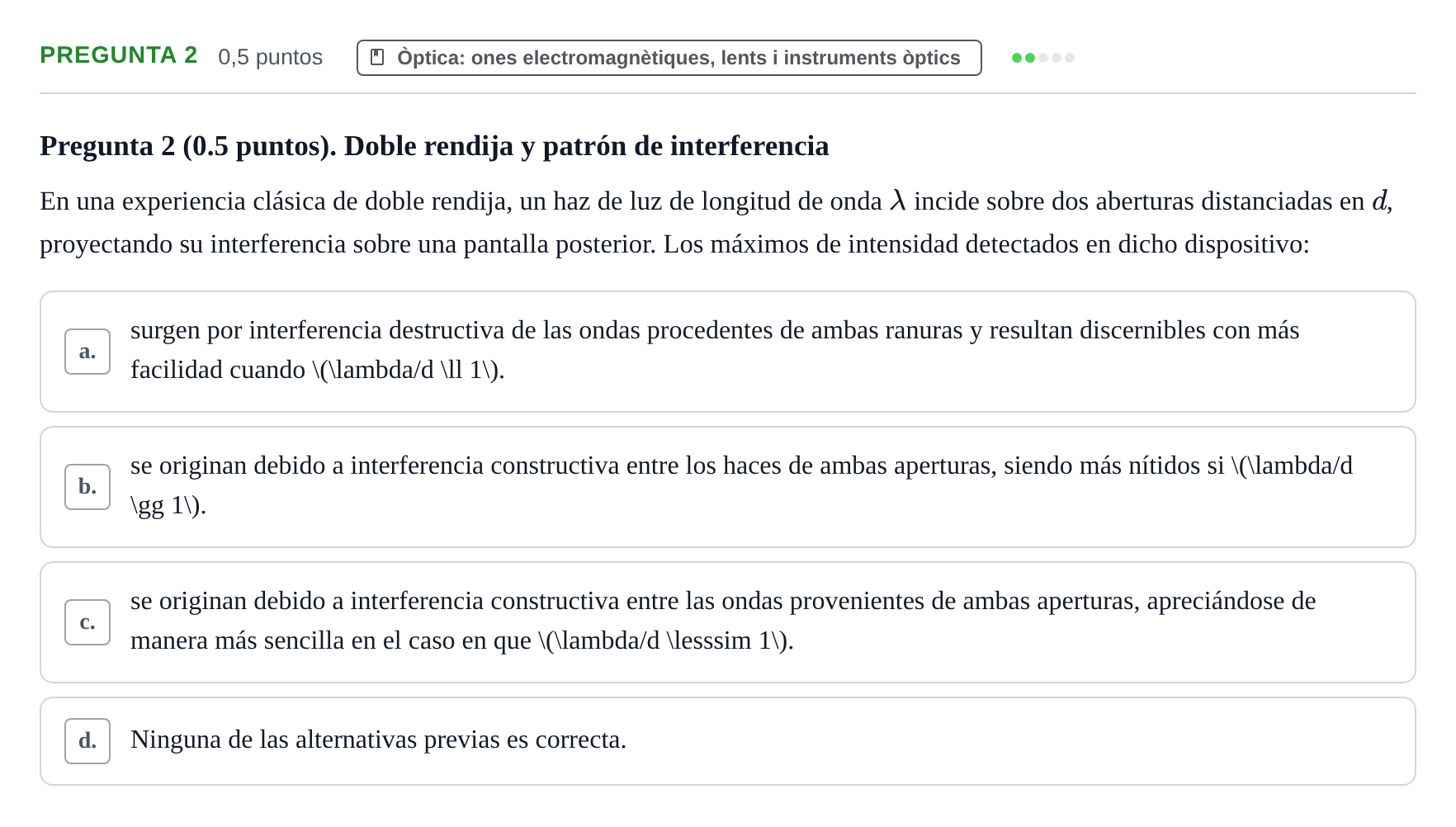 Enunciado: Pregunta 2 · Física UAB Juny 2023