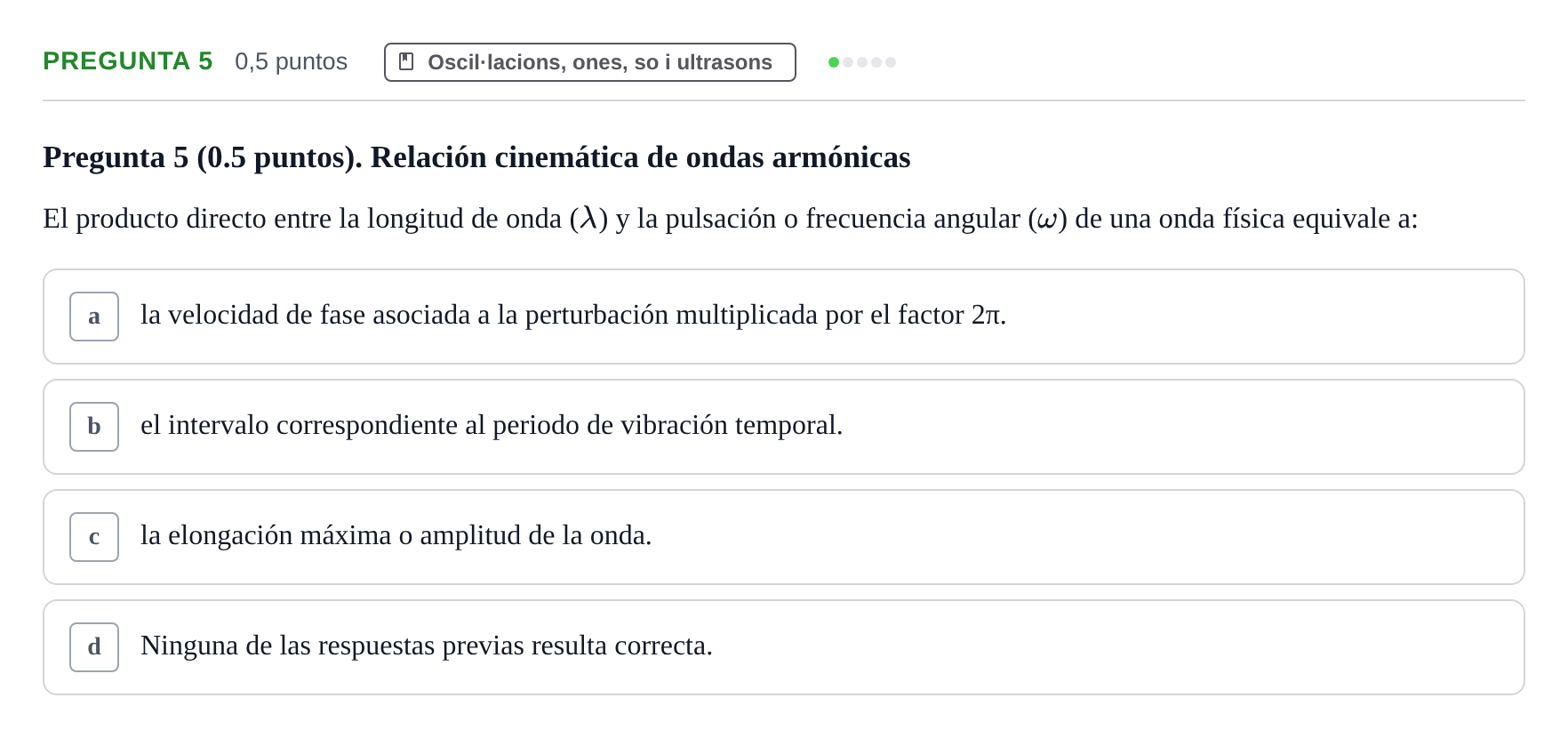 Enunciado: Pregunta 5 · Física UAB Juny 2023