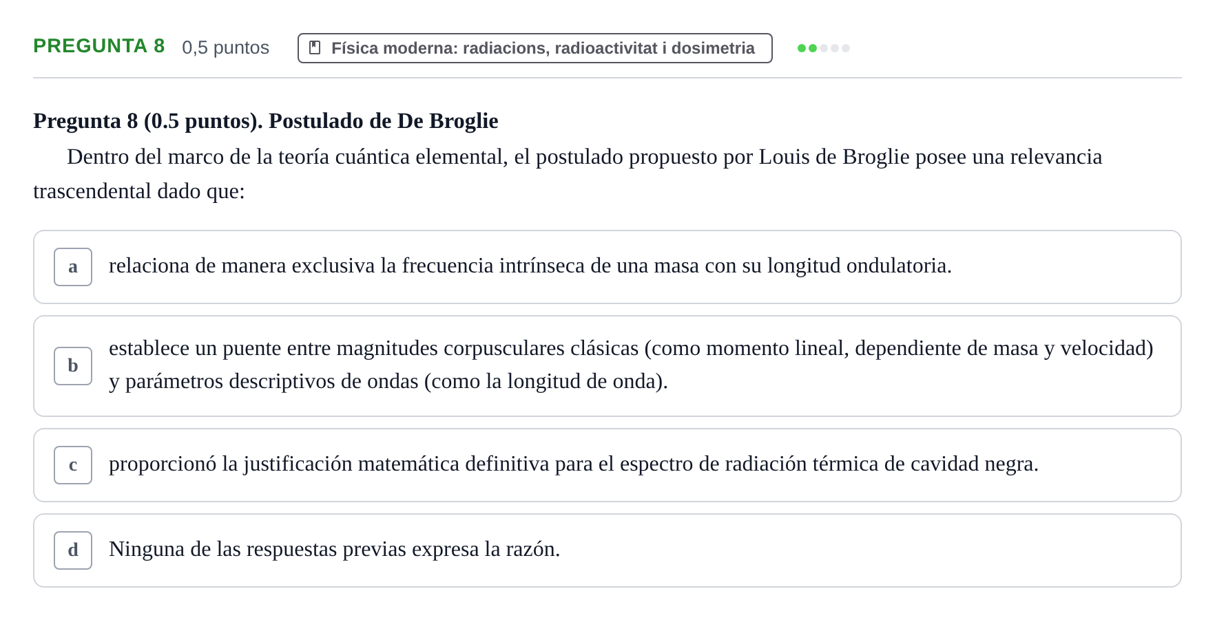 Enunciado: Pregunta 8 · Física UAB Juny 2023