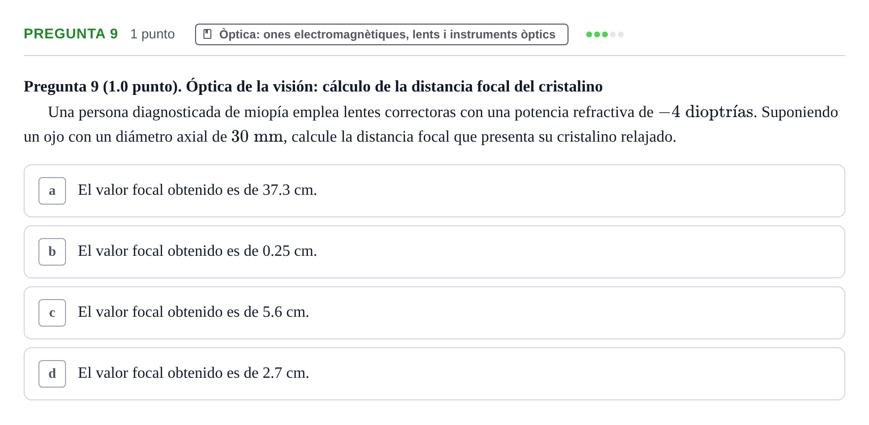 Enunciado: Pregunta 9 · Física UAB Juny 2023