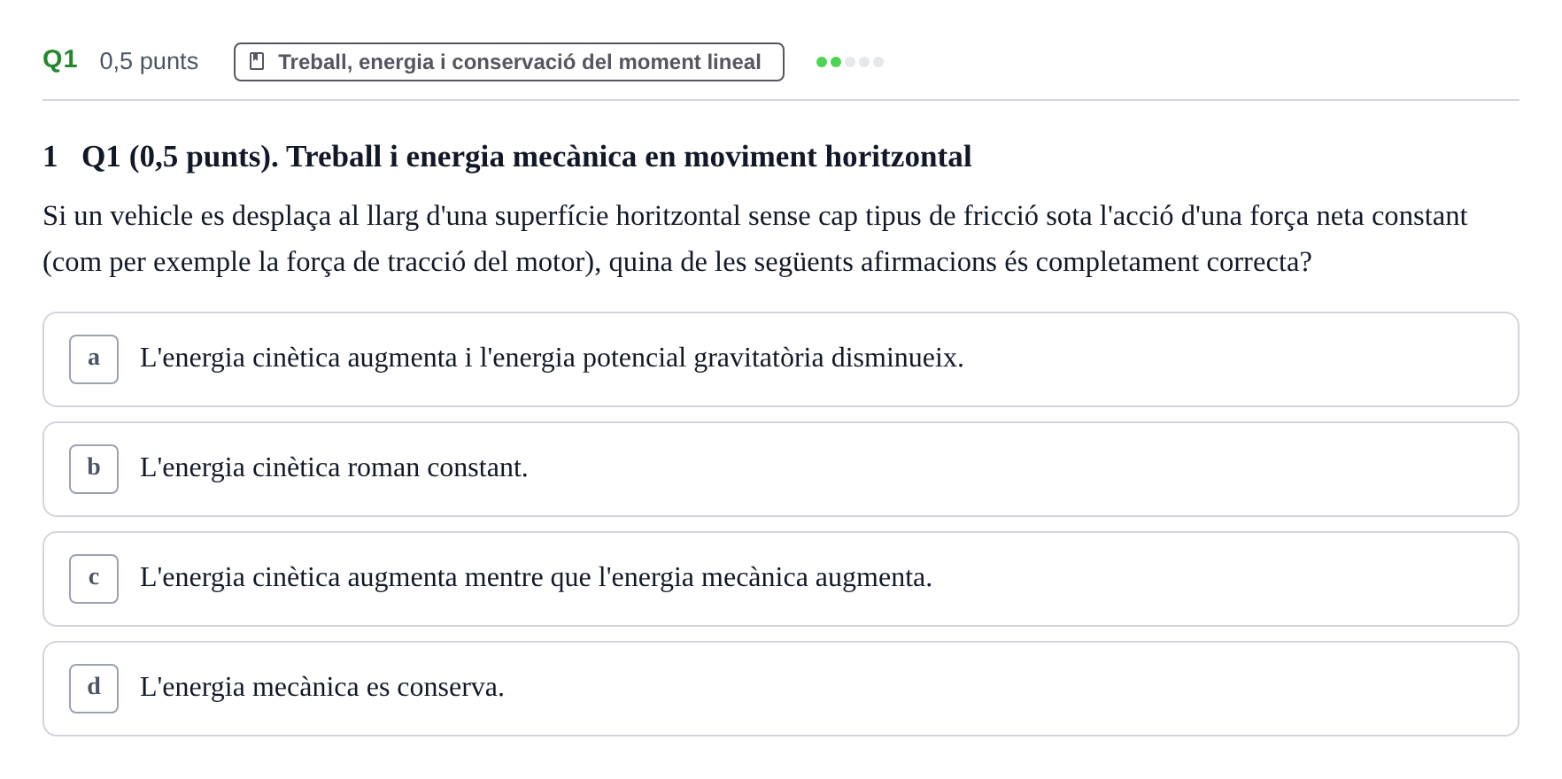 Enunciado: Ejercicio Q1 · Física UAB Examen Primer Parcial de Física