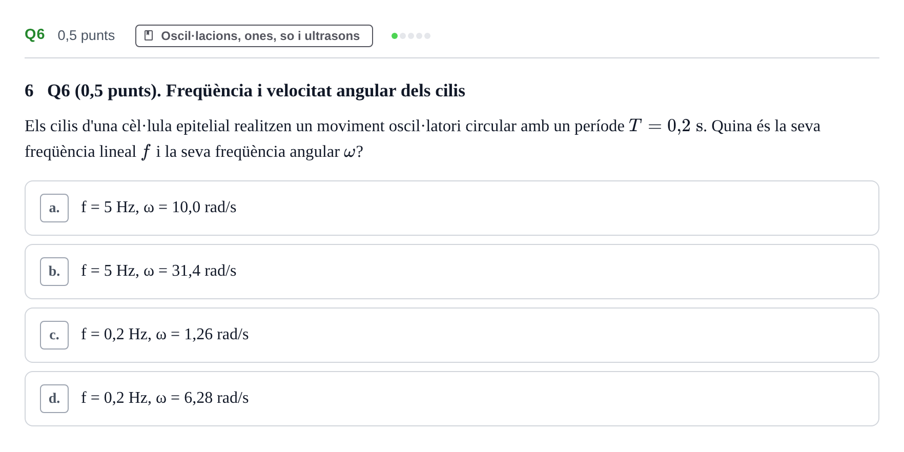 Enunciado: Ejercicio Q6 · Física UAB Examen Primer Parcial de Física