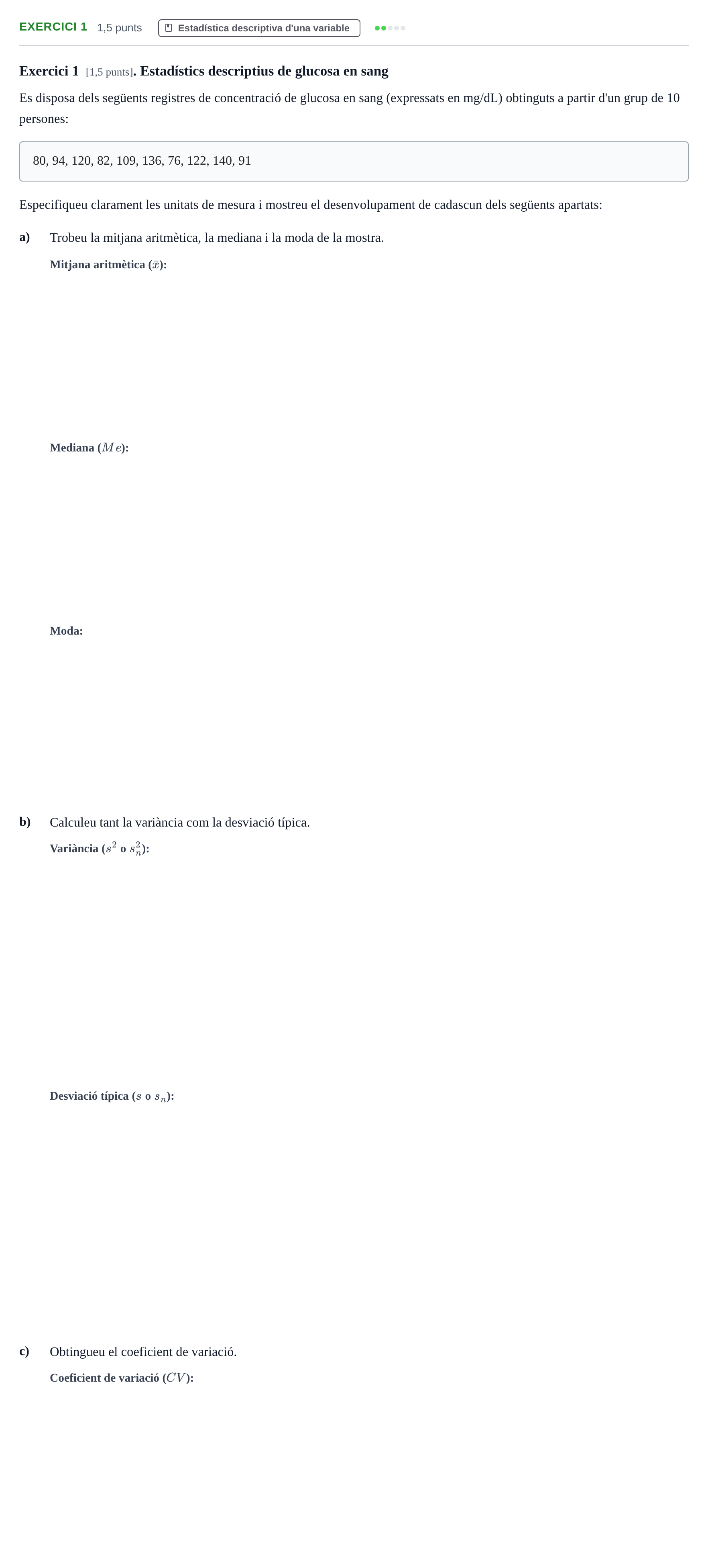 Enunciado: Exercici 1 · Bioestadística UAB 2019