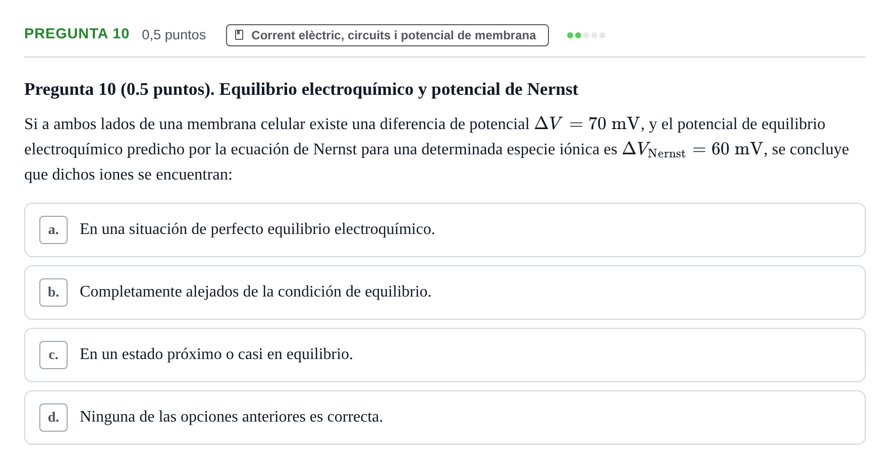 Enunciado: Pregunta 10 · Física UAB 2023