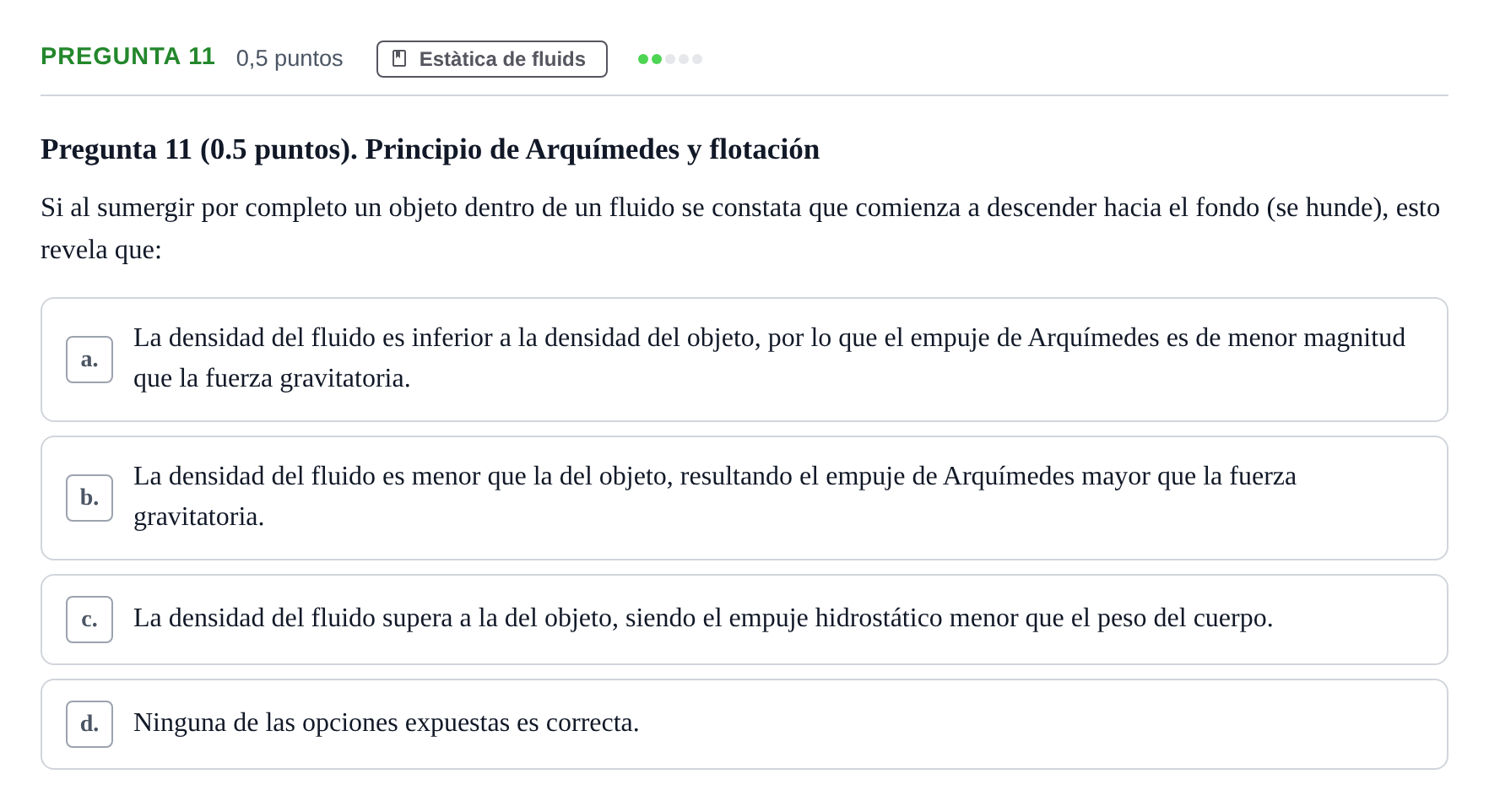 Enunciado: Pregunta 11 · Física UAB 2023