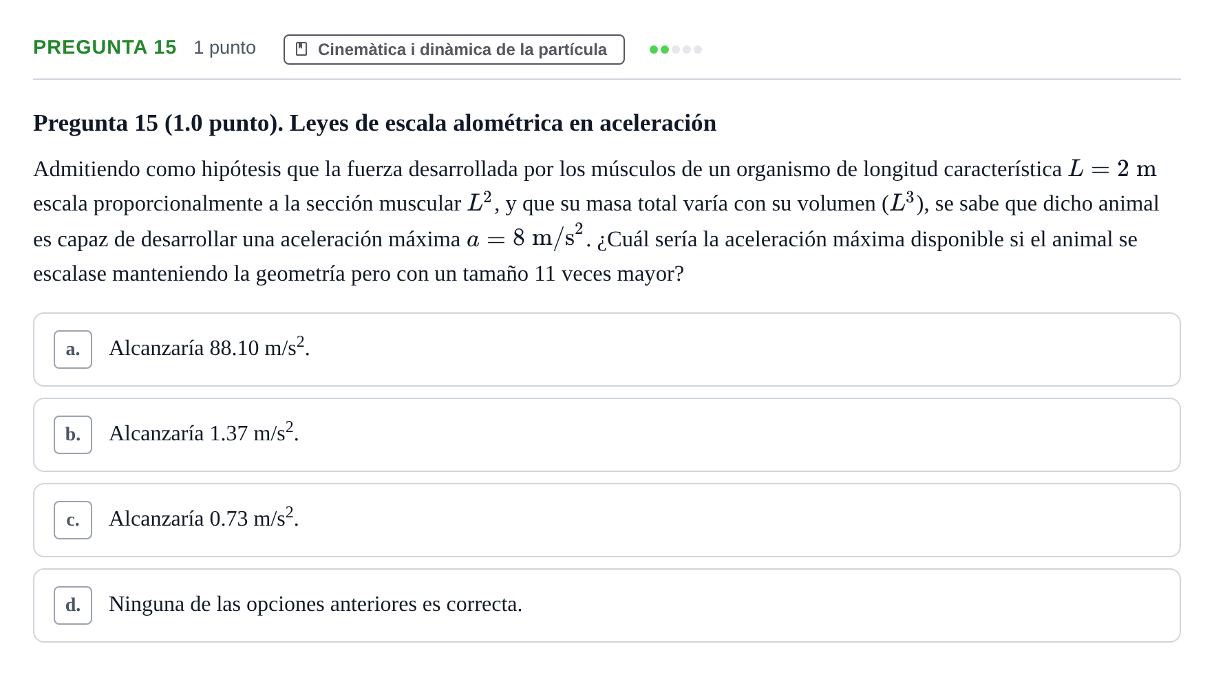 Enunciado: Pregunta 15 · Física UAB 2023