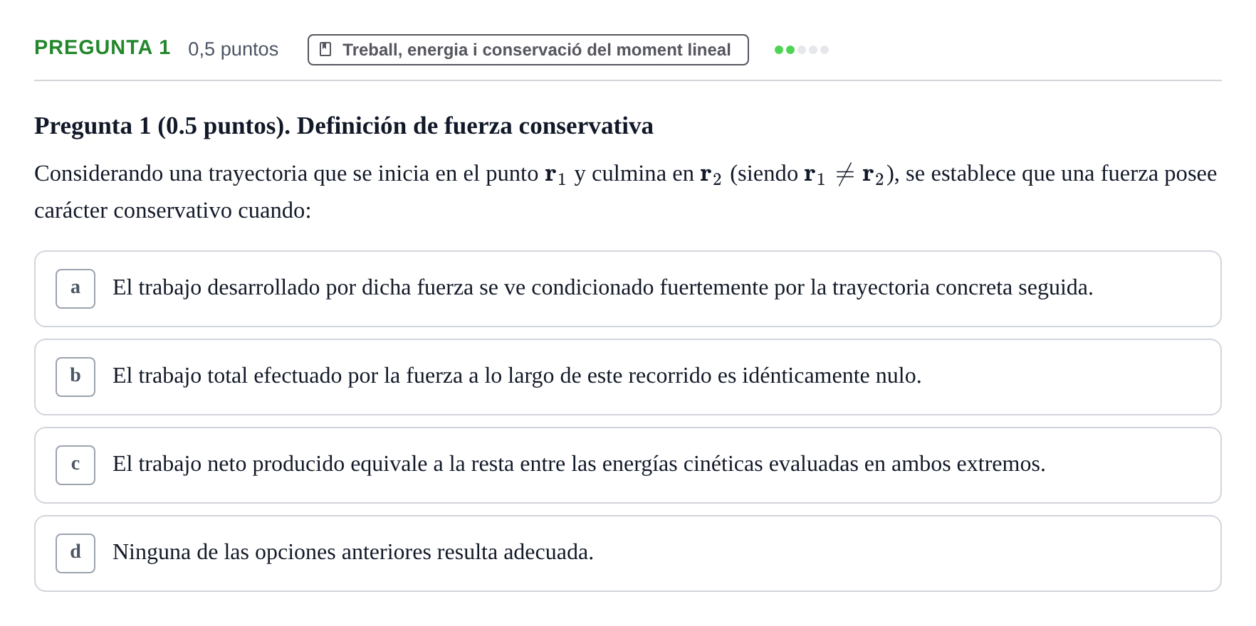 Enunciado: Pregunta 1 · Física UAB 2023