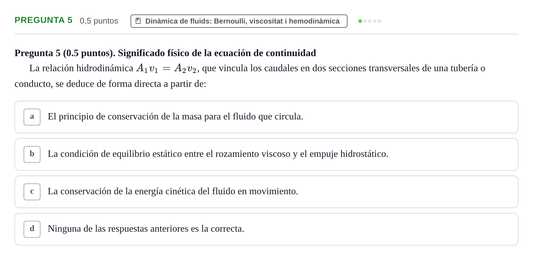 Enunciado: Pregunta 5 · Física UAB 2023