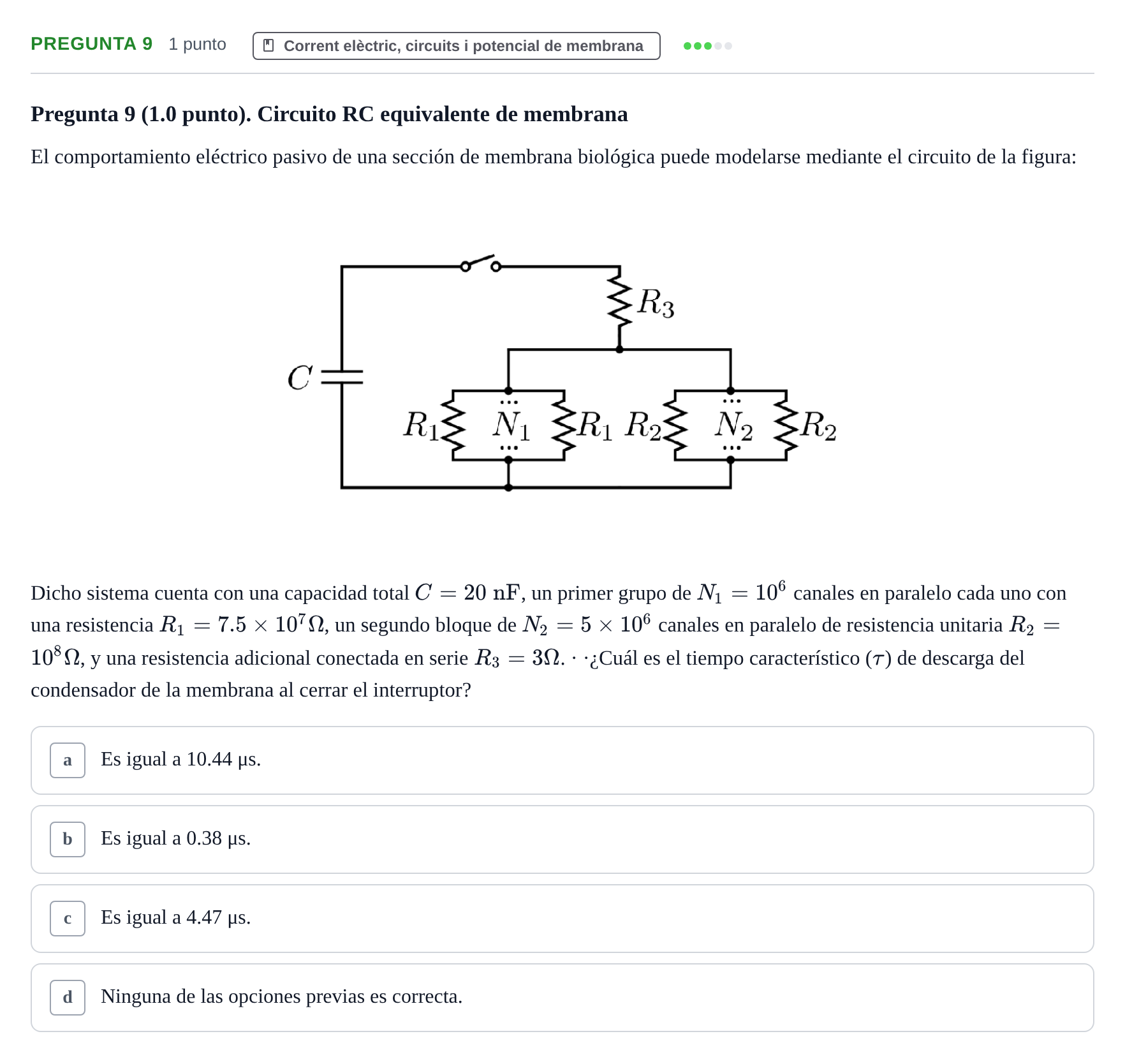 Enunciado: Pregunta 9 · Física UAB 2023