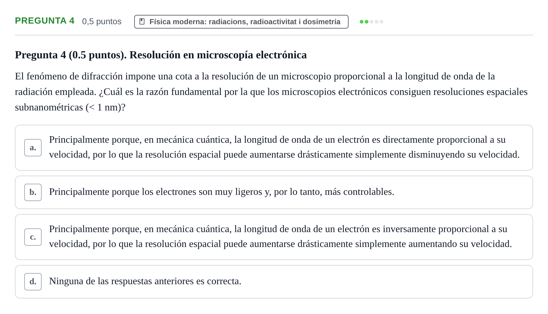Enunciado: Pregunta 4 · Física UAB 2023