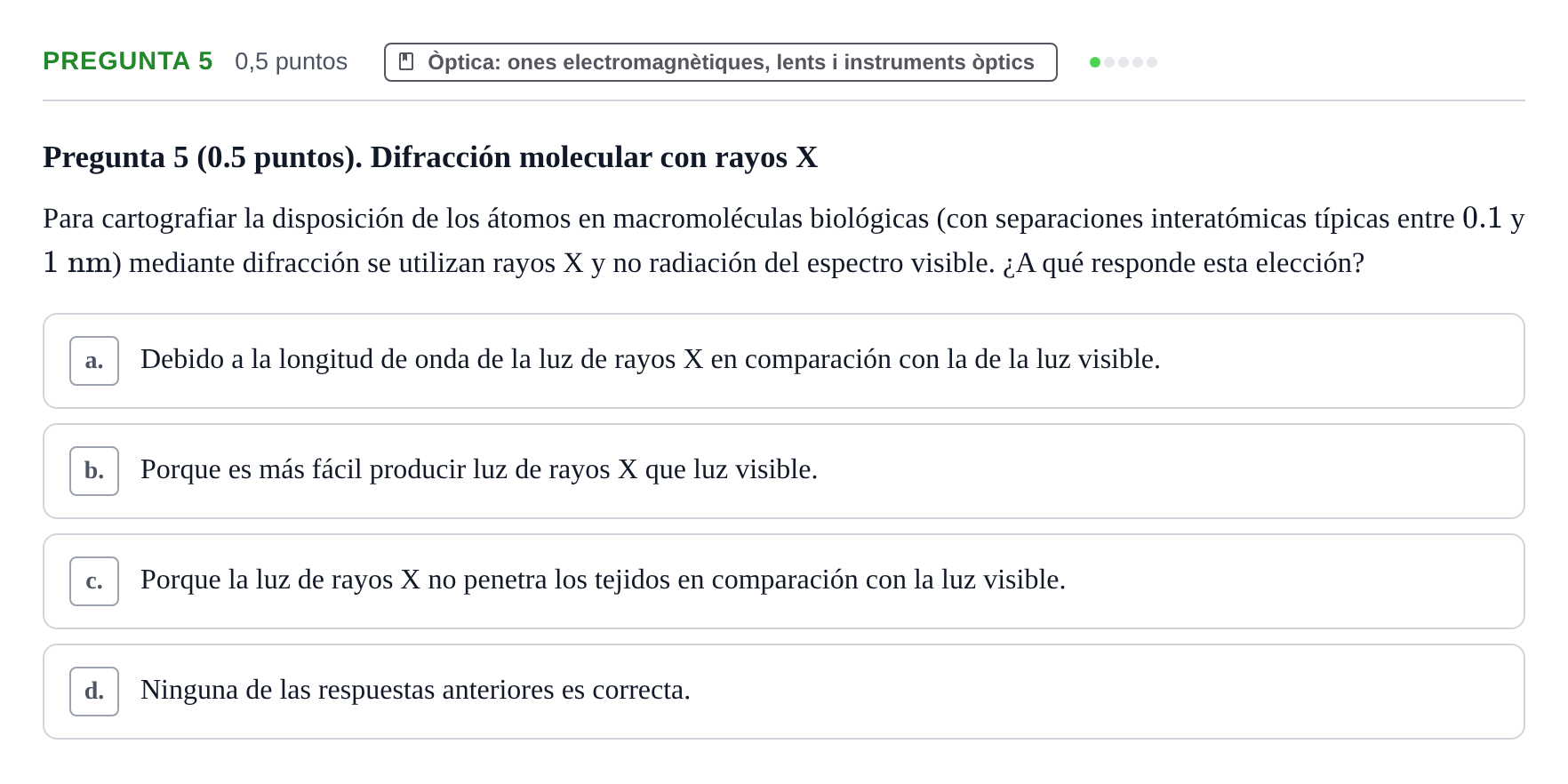 Enunciado: Pregunta 5 · Física UAB 2023