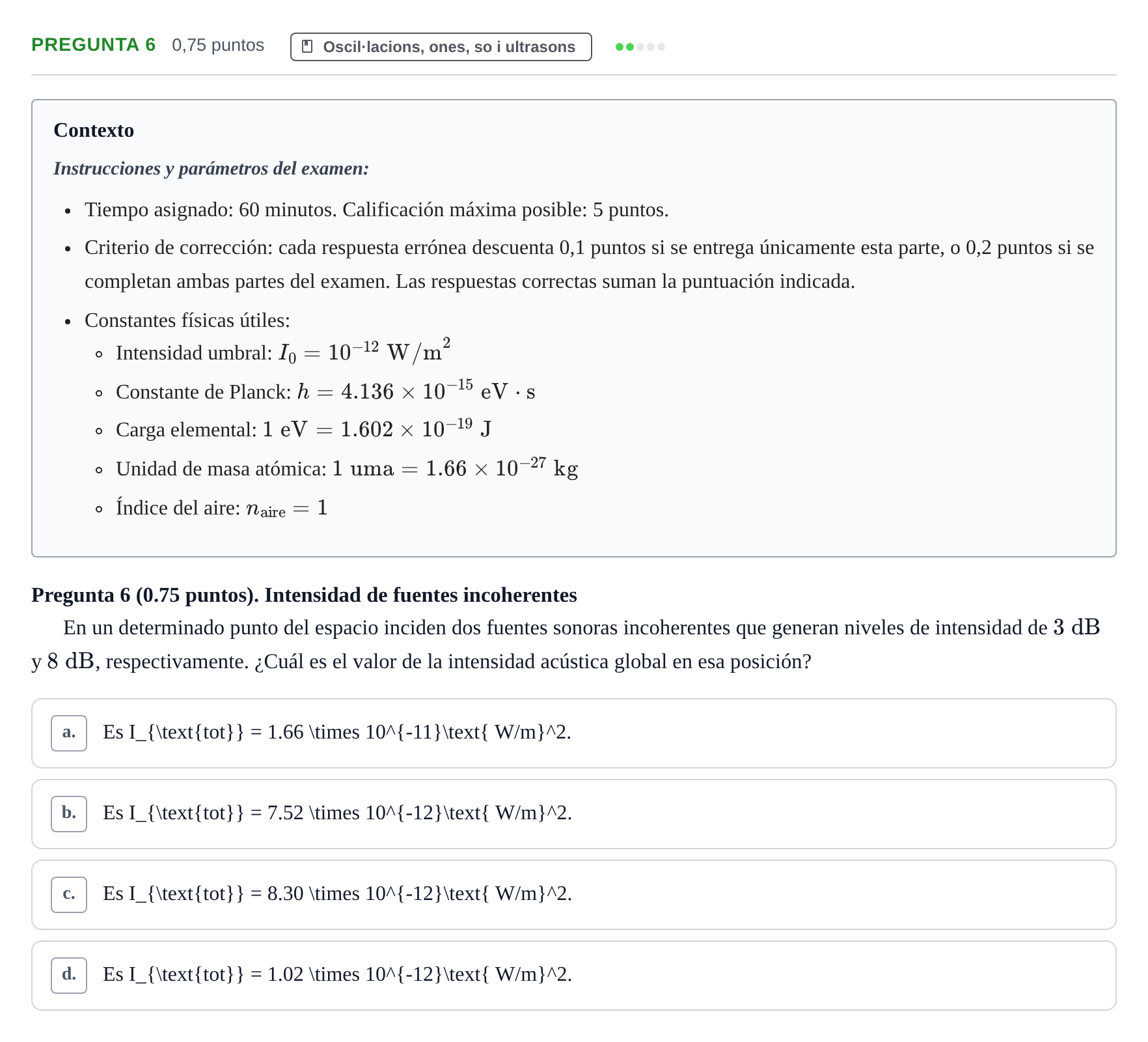 Enunciado: Pregunta 6 · Física UAB 2023