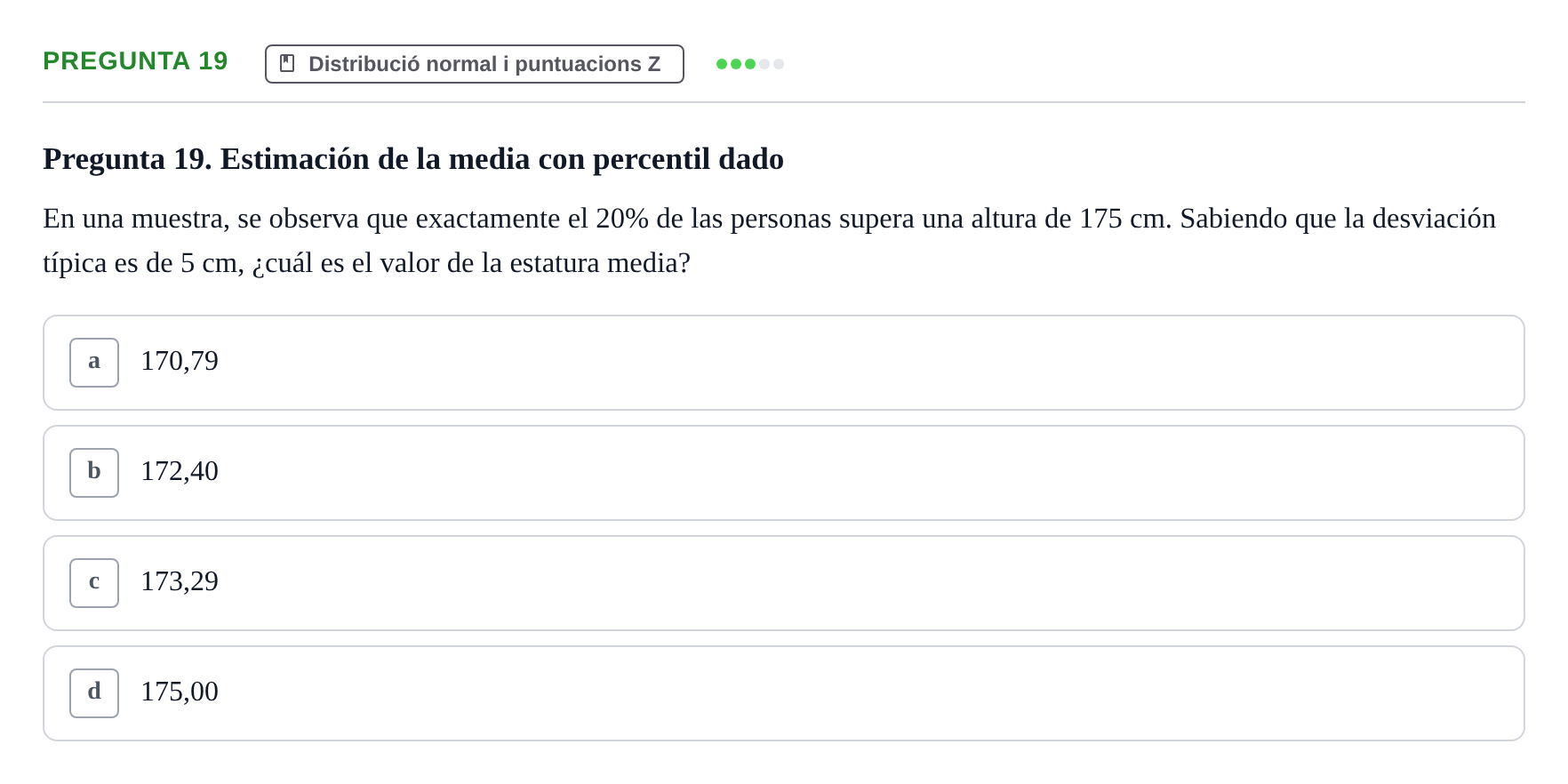 Enunciado: Pregunta 19 · BASES CIENTÍFIQUES I BIOESTADÍSTICA APLICADA A LES CIÈNCIES DE LA SALUT UDL 2024