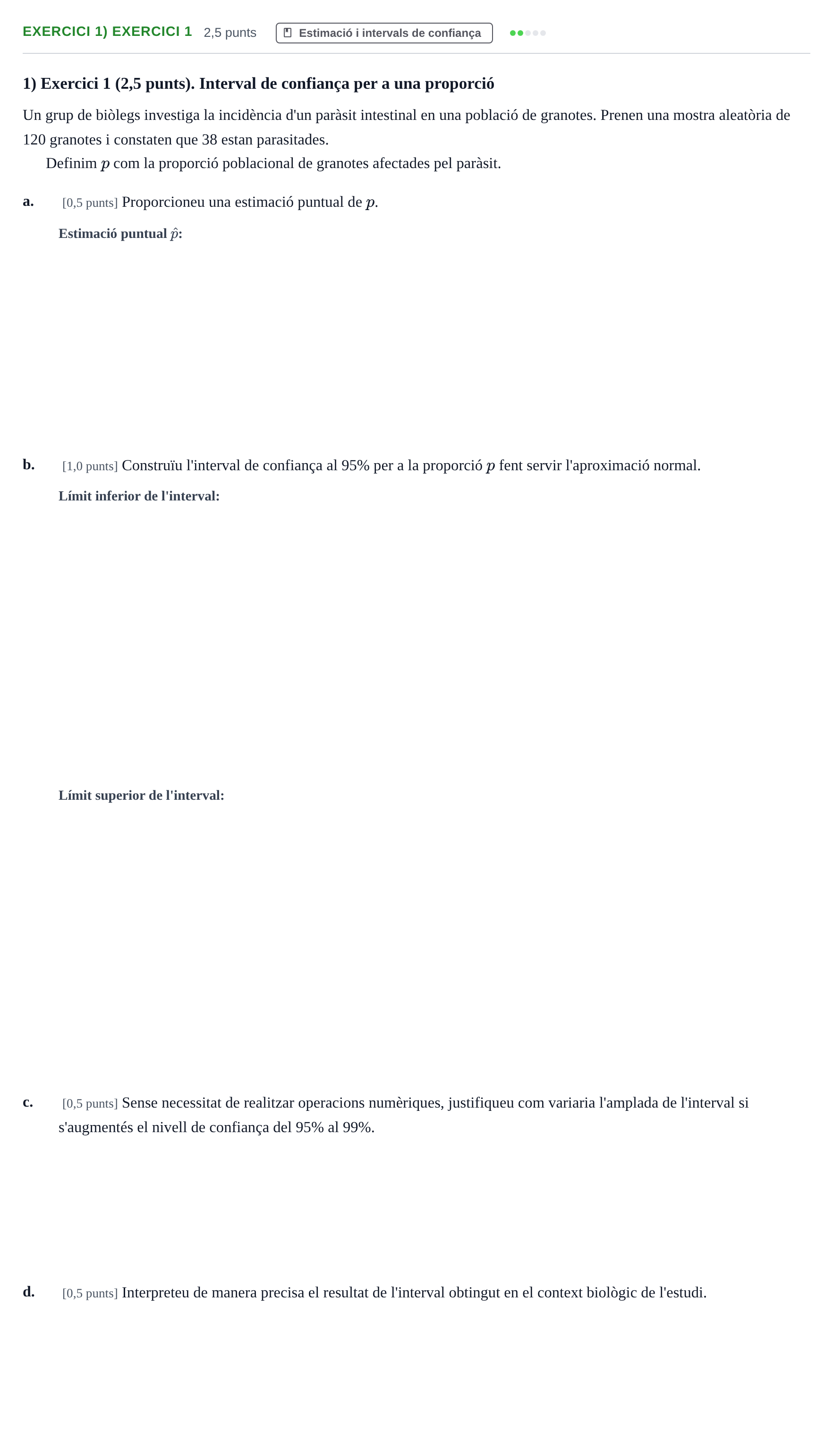 Enunciado: Ejercicio 1) Exercici 1 · Bioestadística UAB 2025