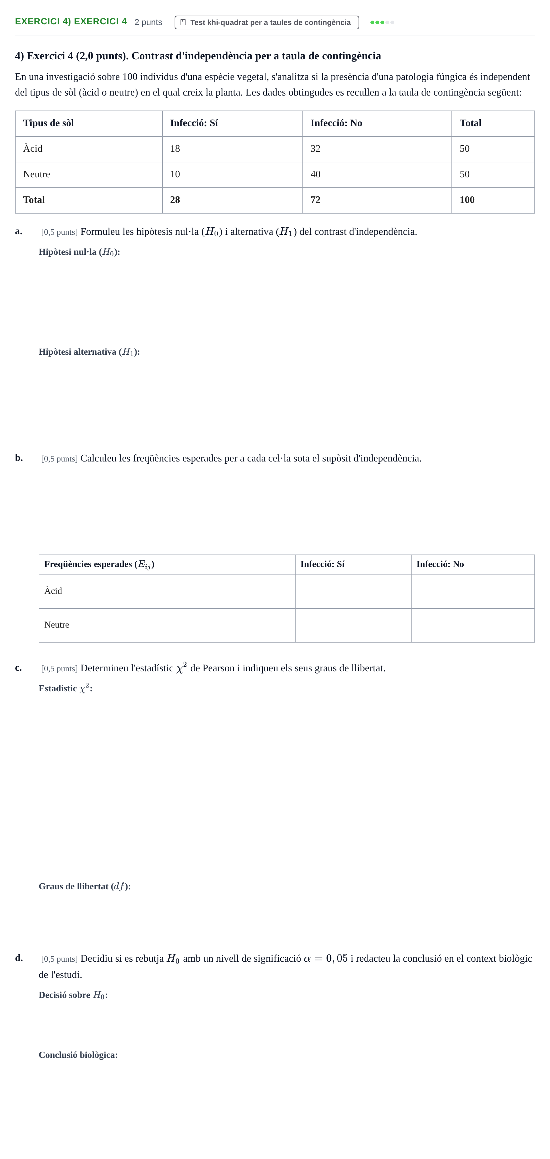 Enunciado: Ejercicio 4) Exercici 4 · Bioestadística UAB 2025