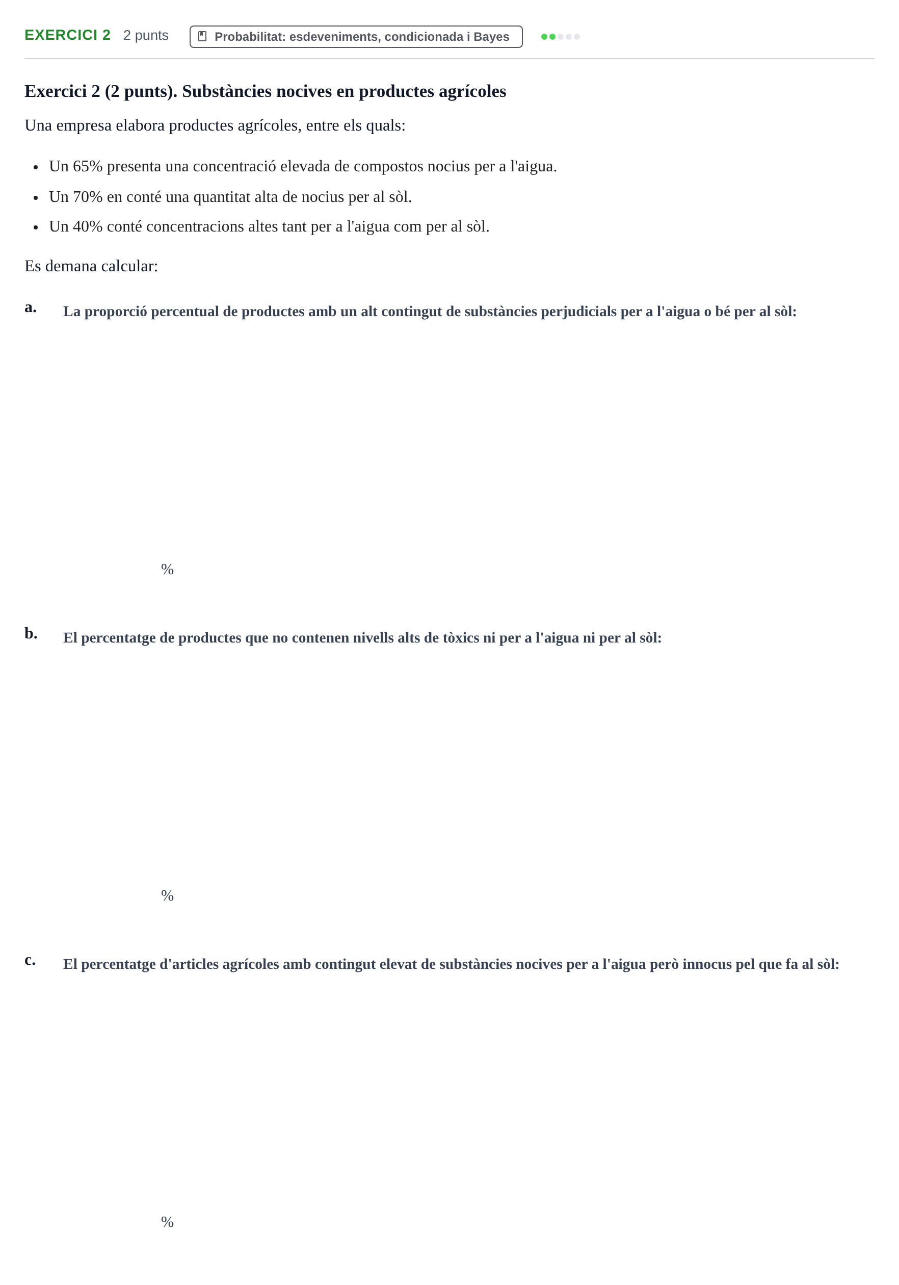 Enunciado: Exercici 2 · Bioestadística UAB 2023