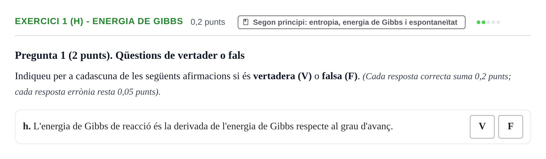 Enunciado: Ejercicio 1 (h) - Energia de Gibbs · Química UAB 2022