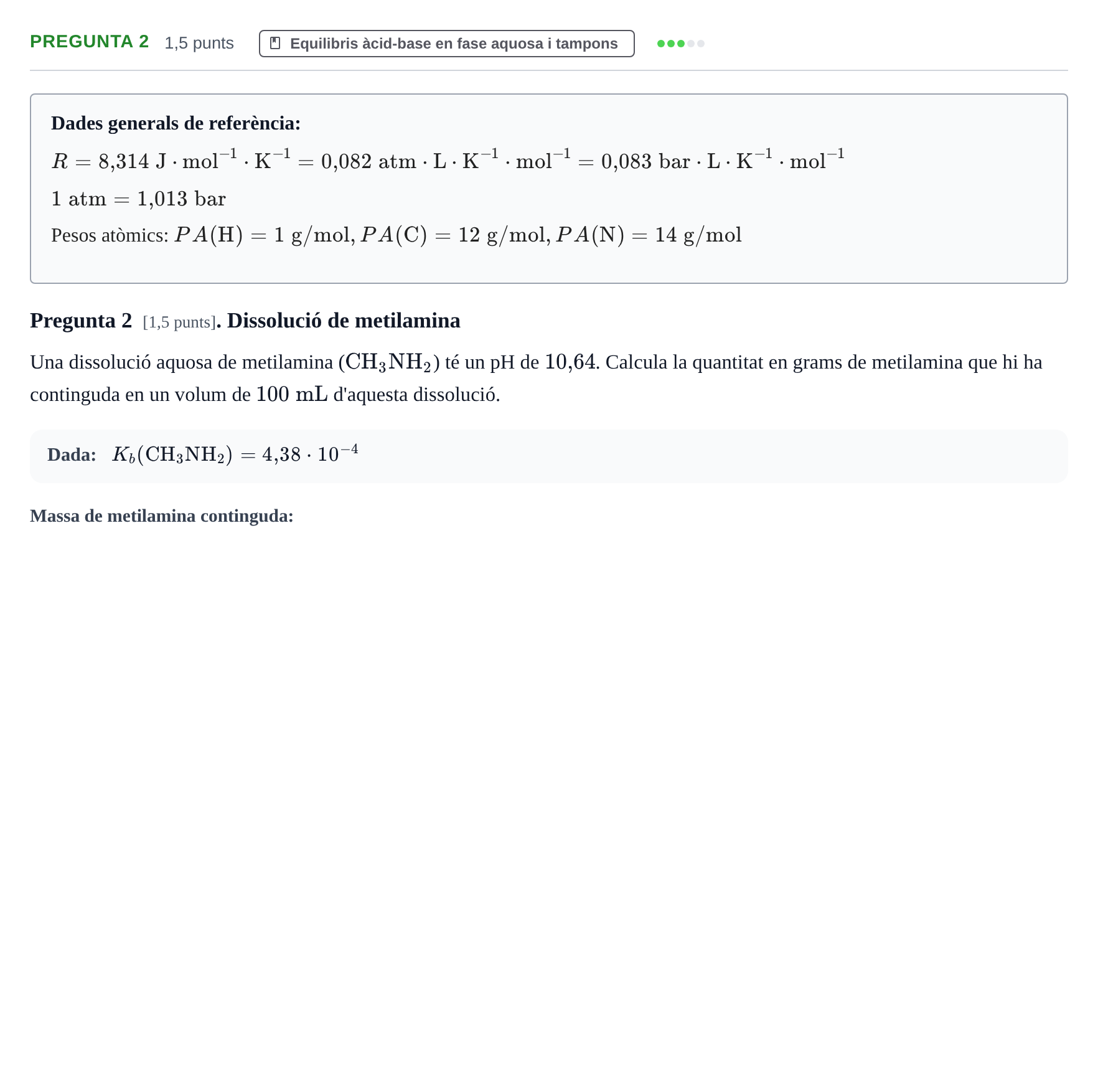 Enunciado: Pregunta 2 · Química UAB 2021