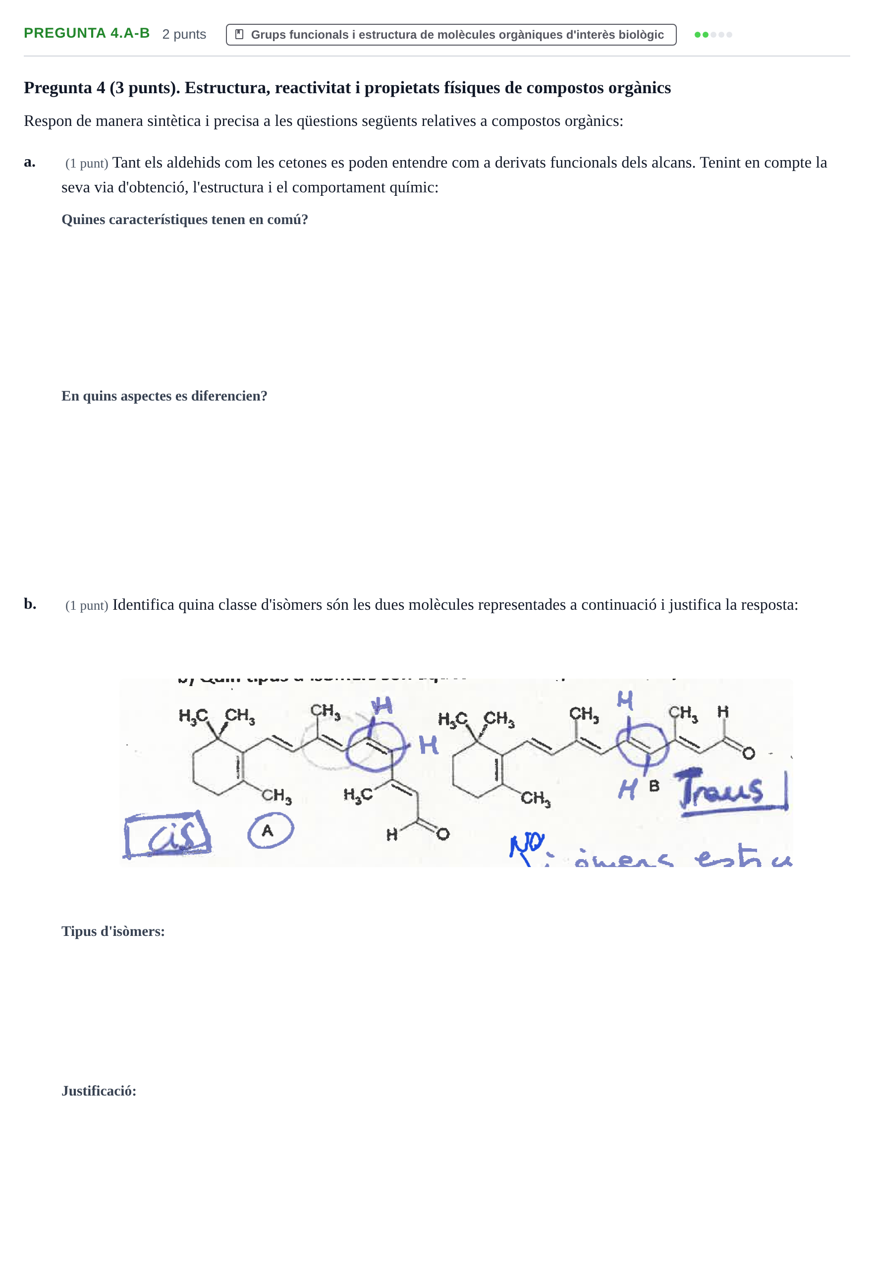 Enunciado: Pregunta 4.a-b · Química UAB 2021
