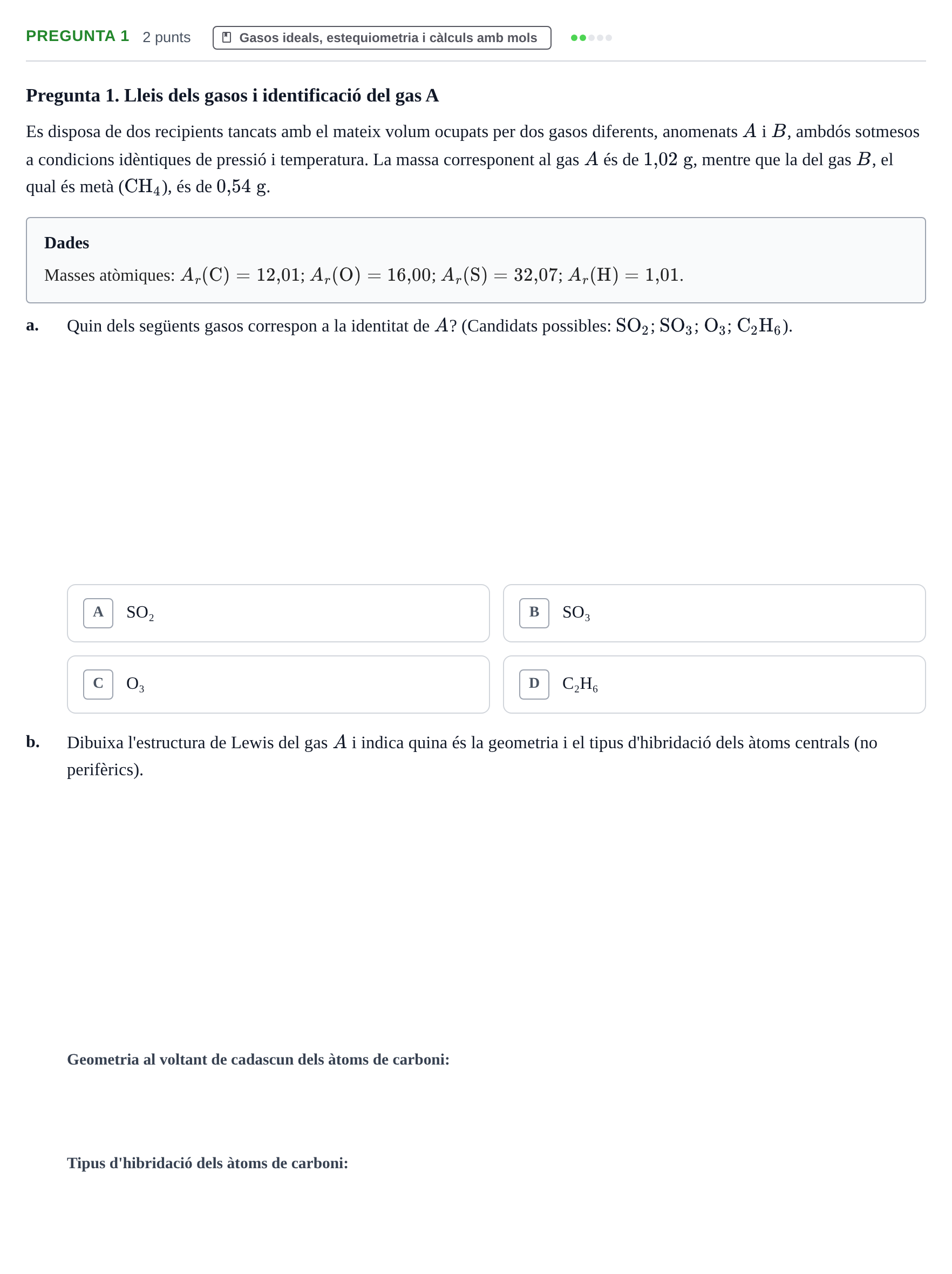 Enunciado: Pregunta 1 · Química UAB 2022