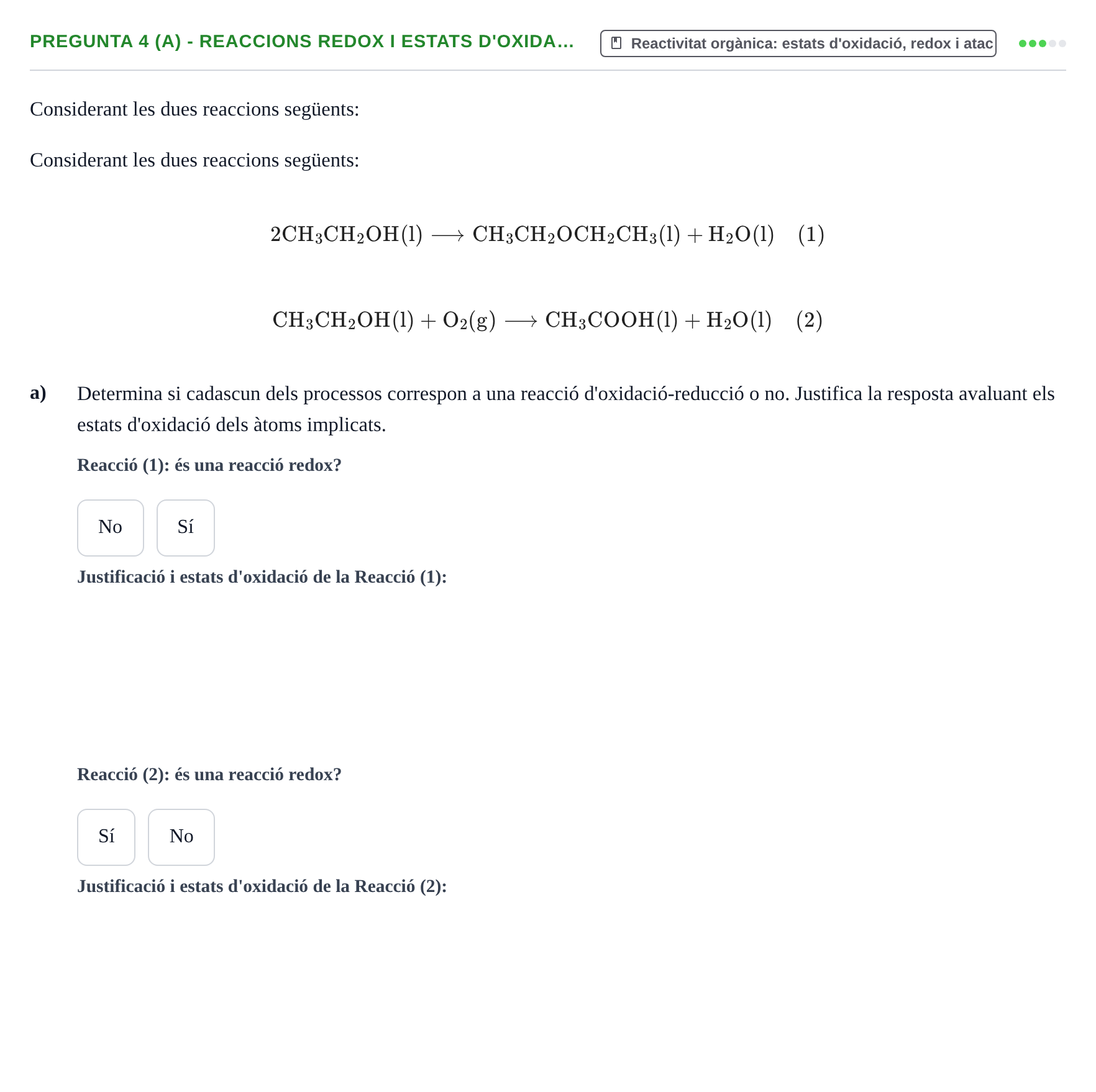 Enunciado: Pregunta 4 (a) - Reaccions redox i estats d'oxida… · Química UAB 2022