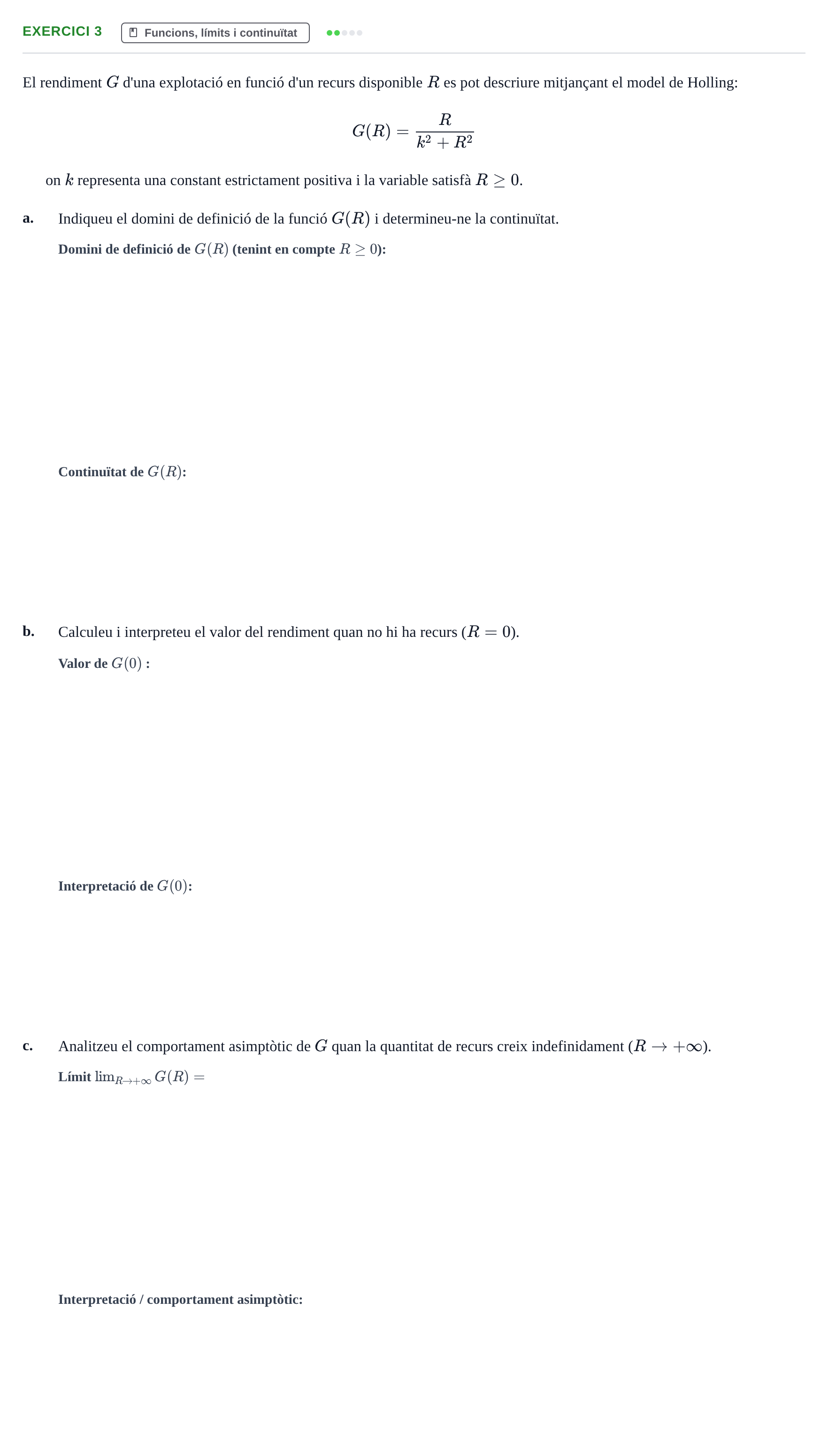Enunciado: Exercici 3 - Funcions, límits i continuïtat · Matemáticas UAB 2017