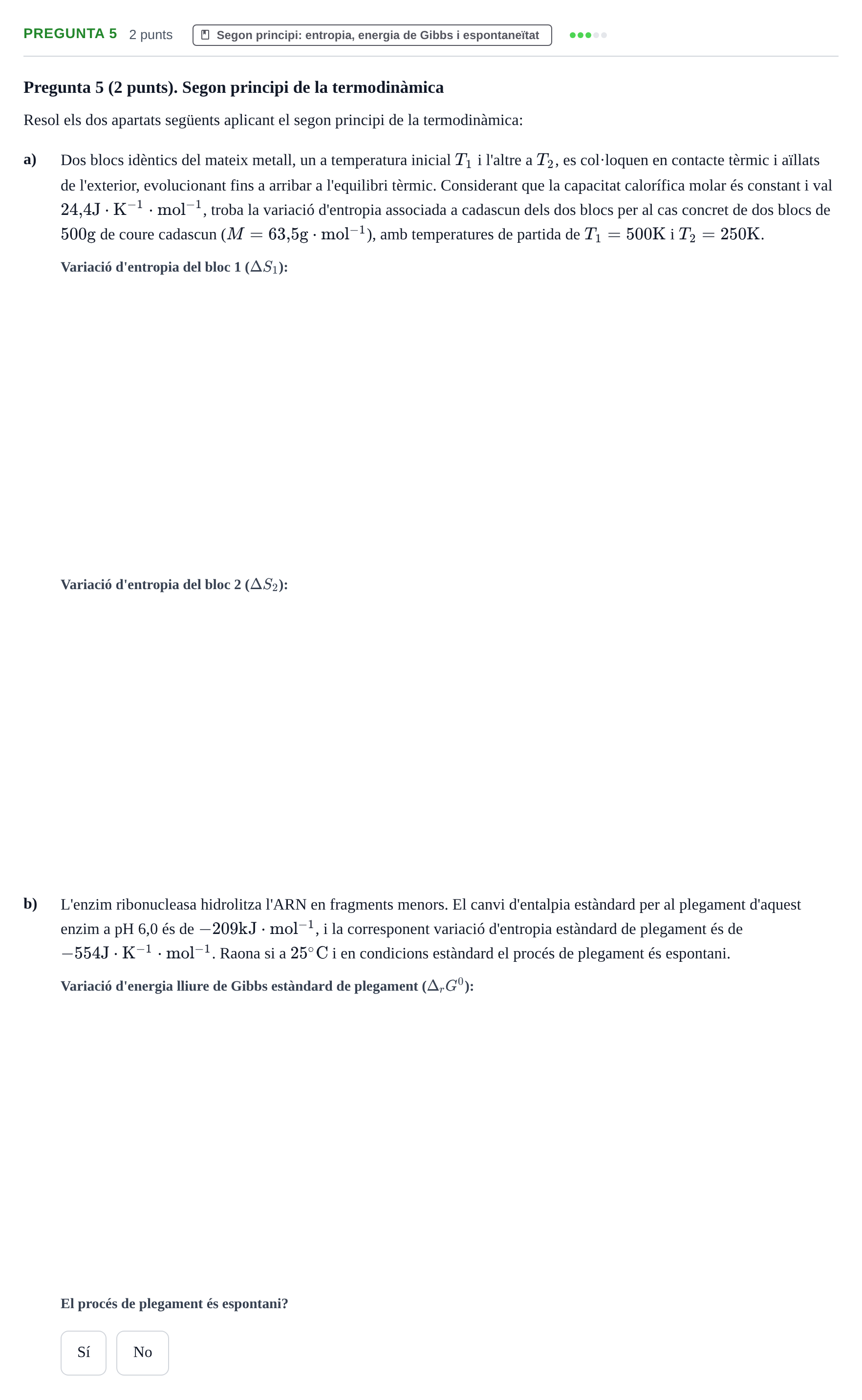 Enunciado: Pregunta 5 · Química UAB 2023