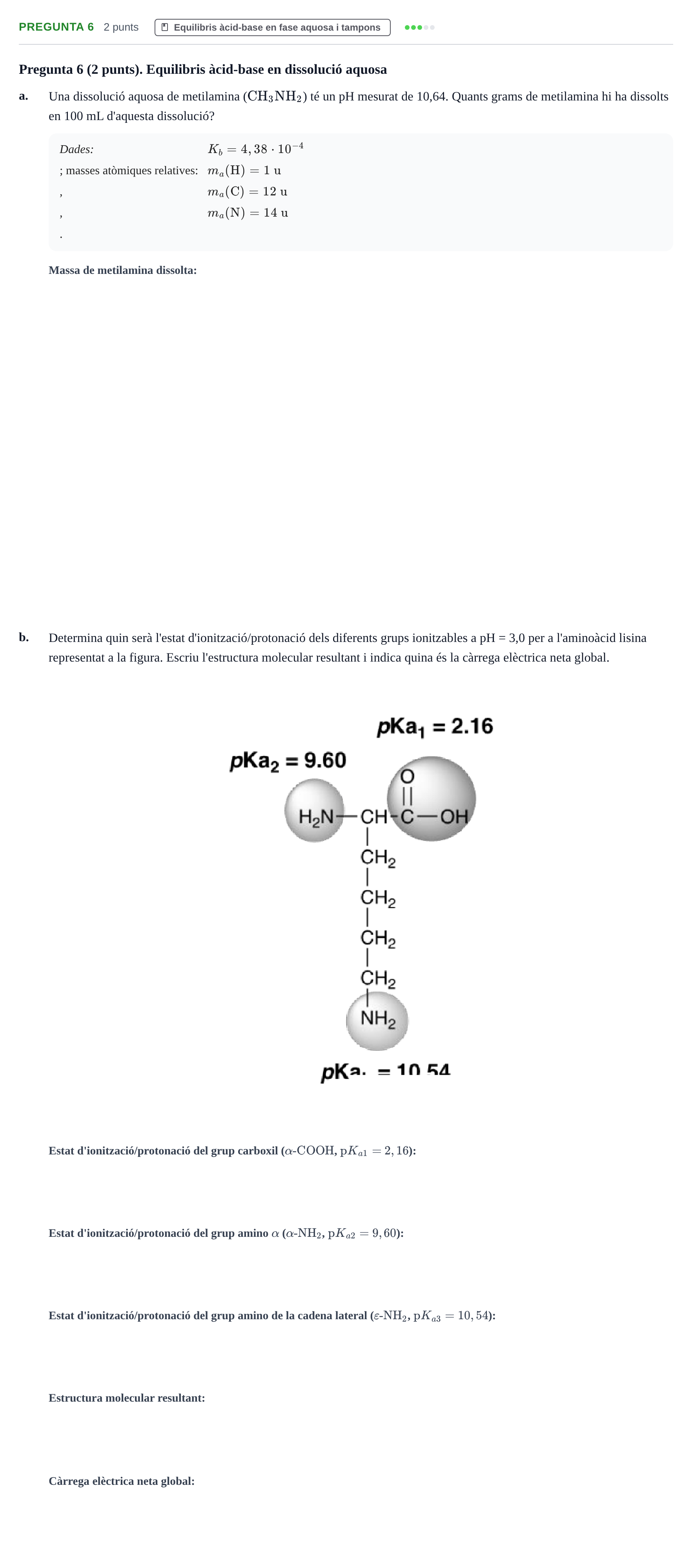 Enunciado: Pregunta 6 · Química UAB 2023