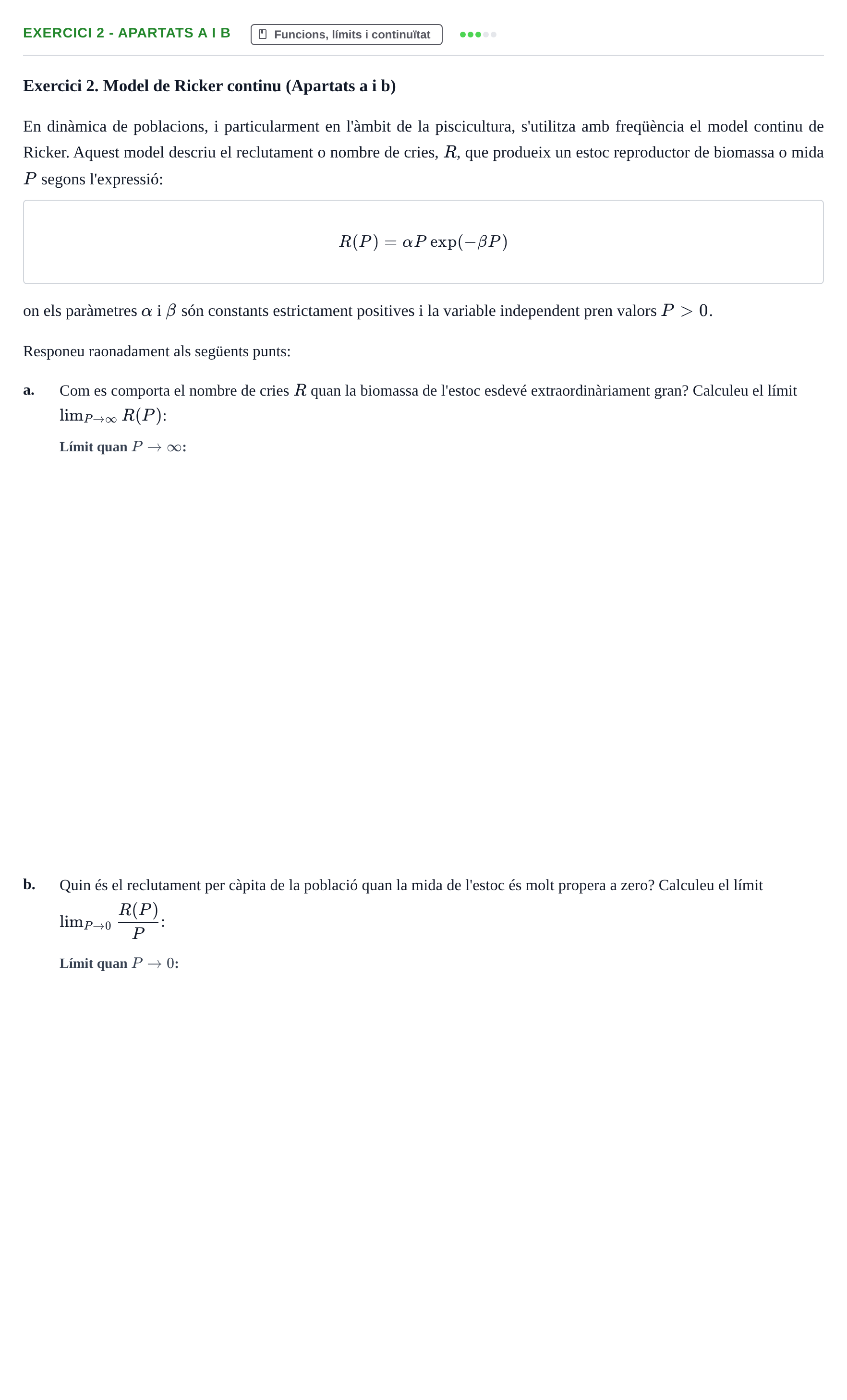 Enunciado: Exercici 2 - Apartats a i b · Matemáticas UAB 2018