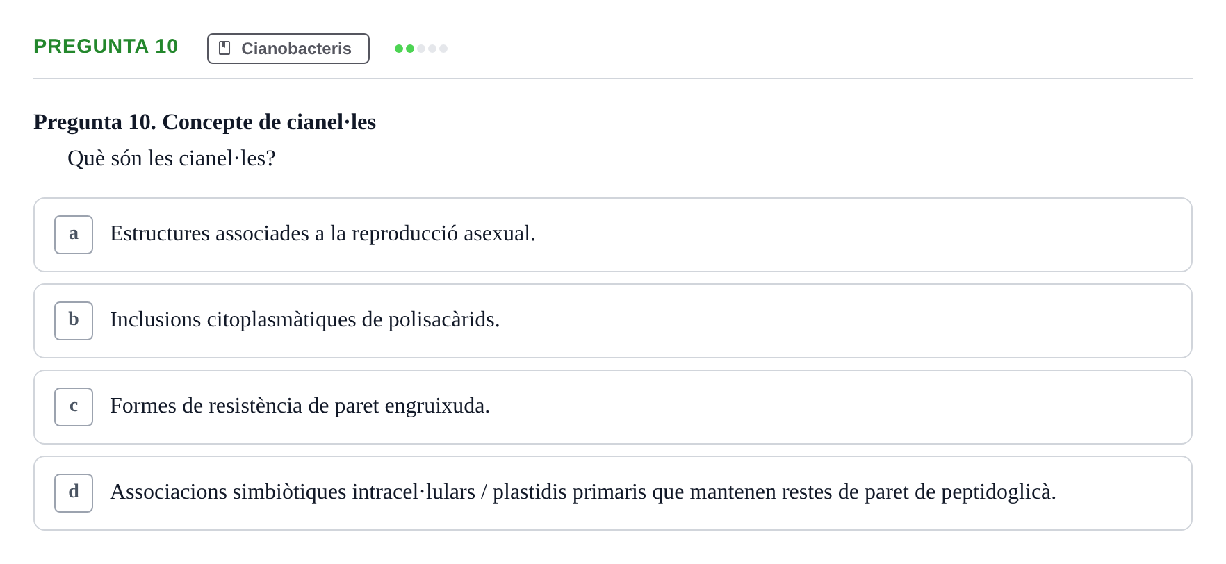Enunciado: Pregunta 10 · Botánica UAB 2022