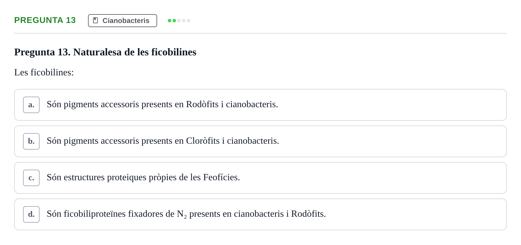 Enunciado: Pregunta 13 · Botánica UAB 2022