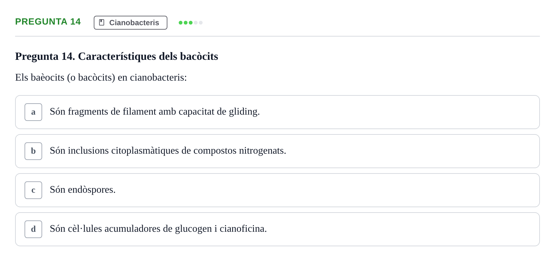 Enunciado: Pregunta 14 · Botánica UAB 2022