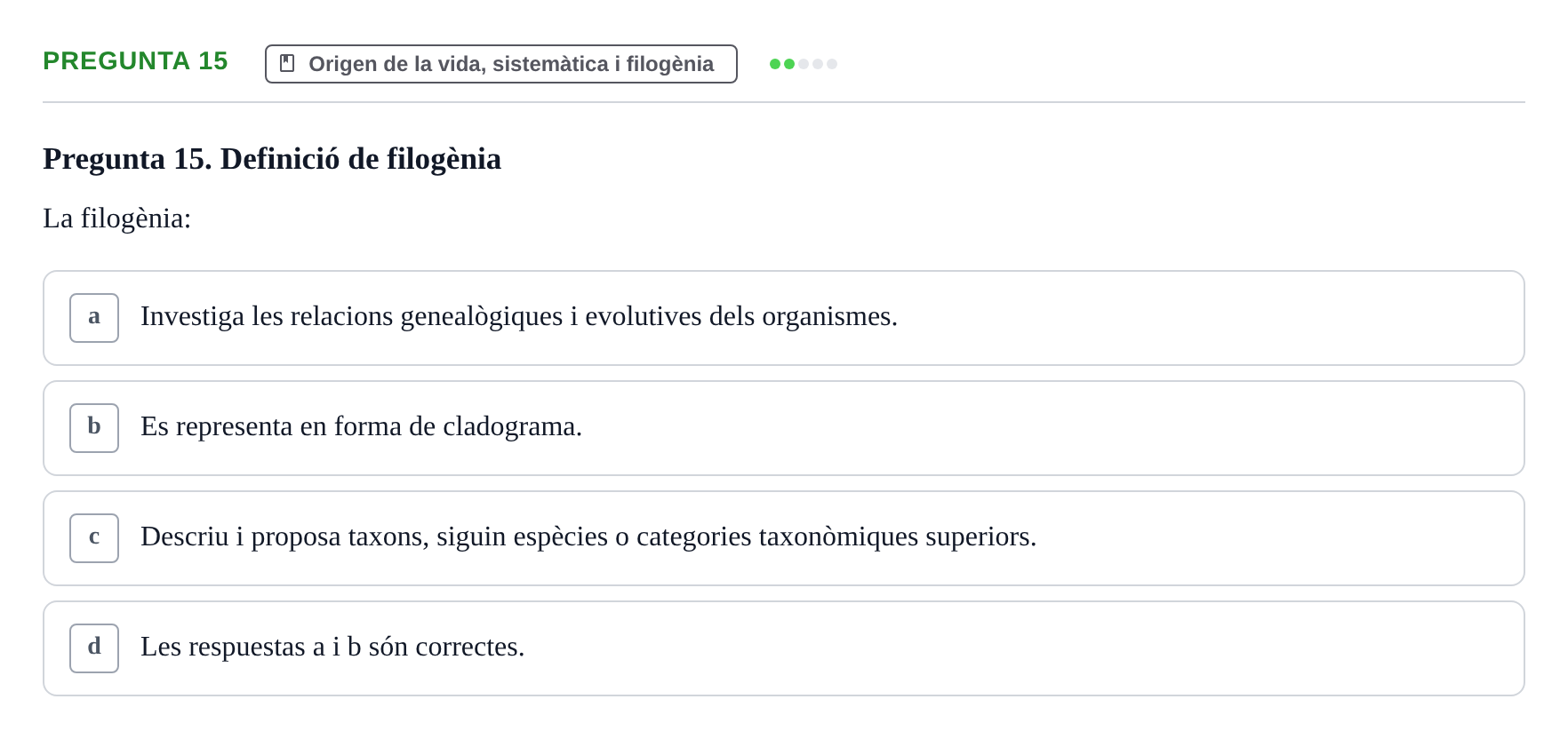 Enunciado: Pregunta 15 · Botánica UAB 2022
