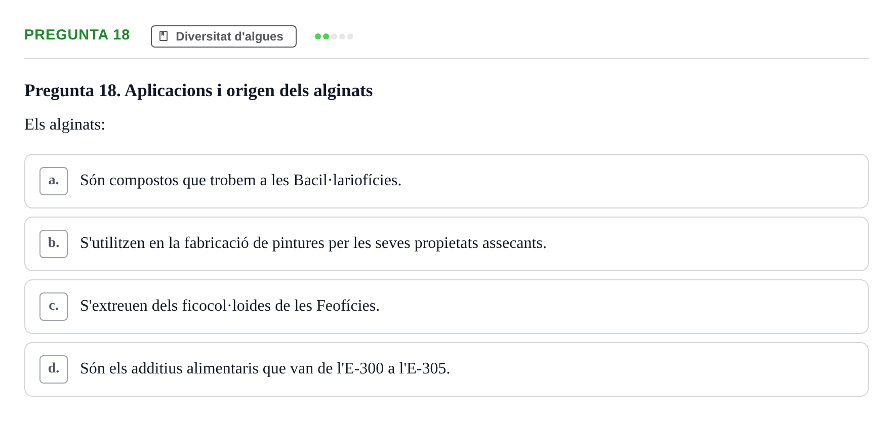 Enunciado: Pregunta 18 · Botánica UAB 2022
