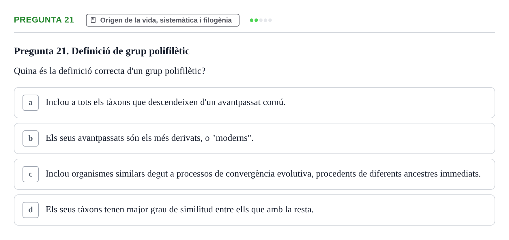Enunciado: Pregunta 21 · Botánica UAB 2022