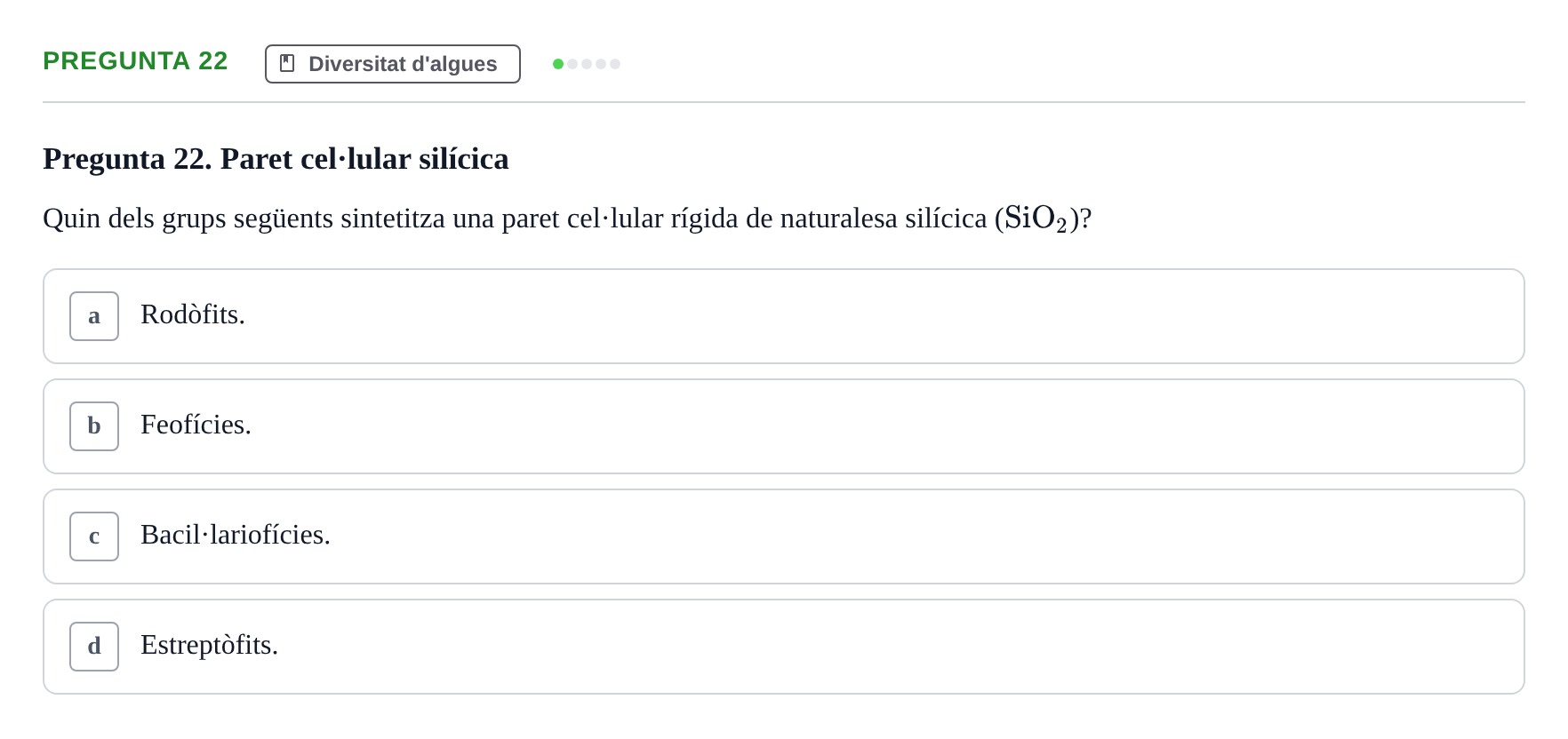 Enunciado: Pregunta 22 · Botánica UAB 2022
